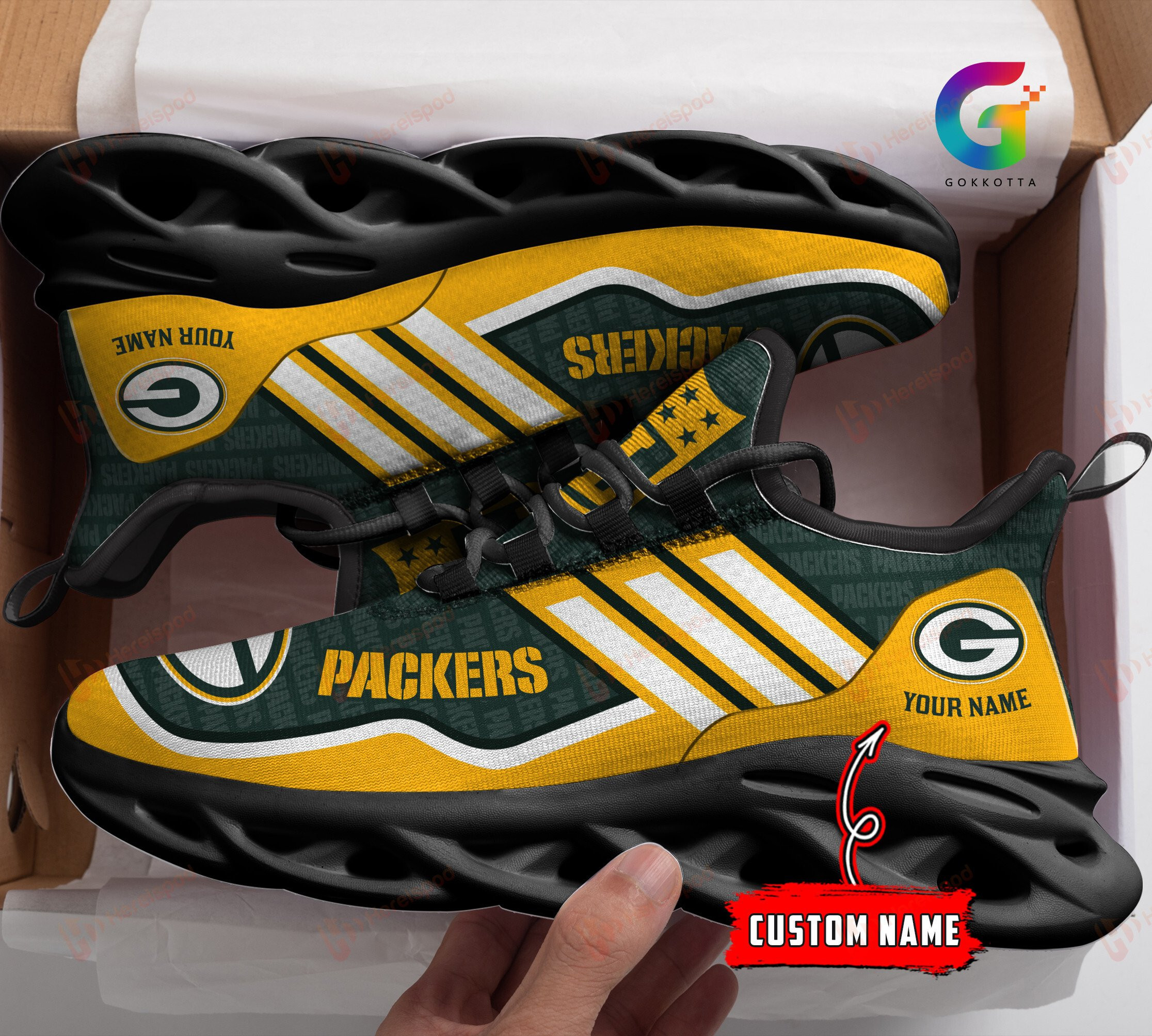 JWFancy Green Bay Packers NFL Max Soul Shoes Sneakers For Men And Women