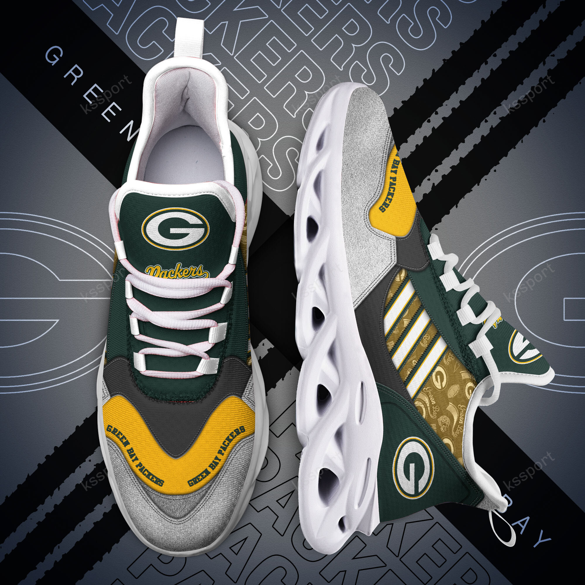 JWFancy Green Bay Packers NFL Max Soul Shoes Sneakers For Men And Women