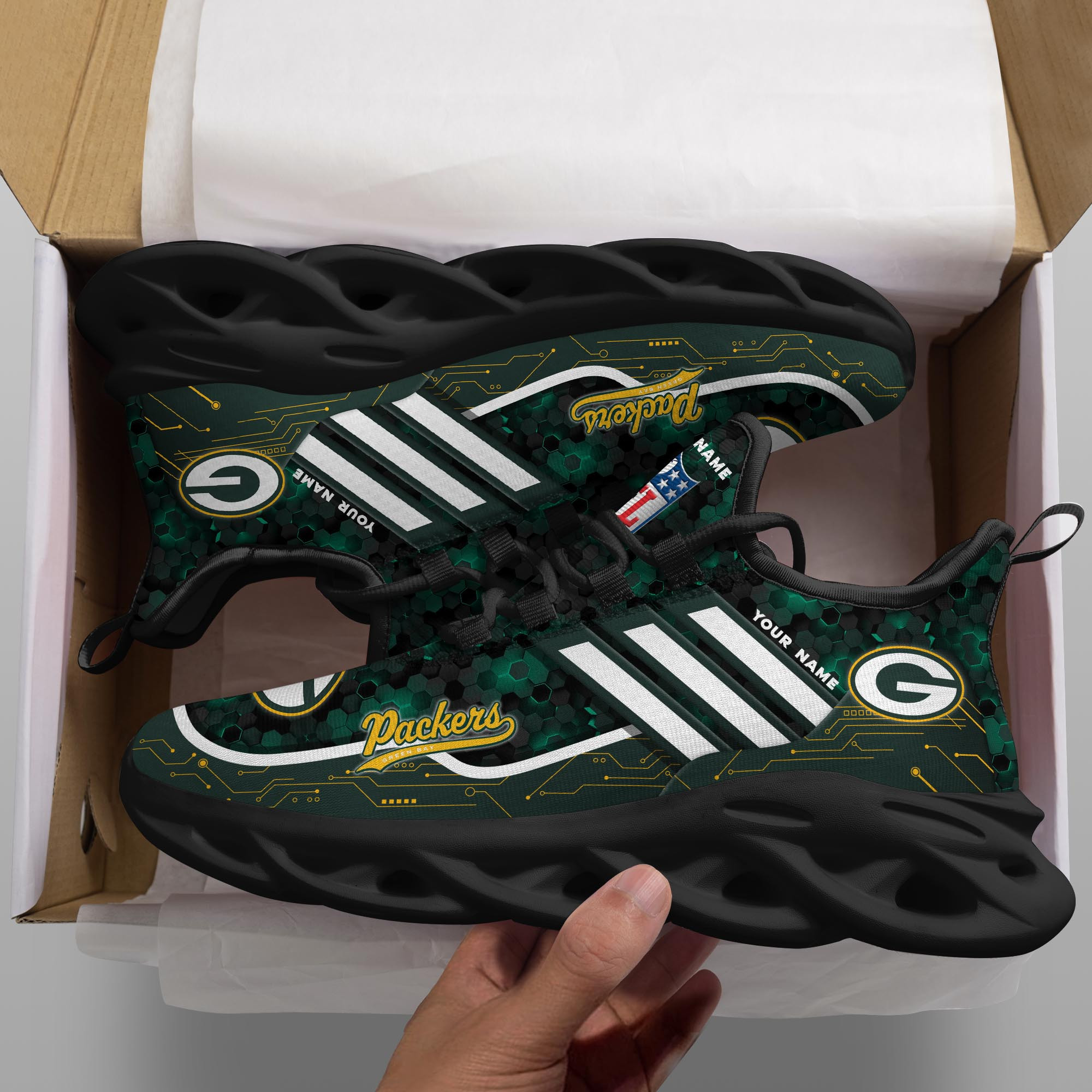 JWFancy Green Bay Packers NFL Max Soul Shoes Sneakers For Men And Women