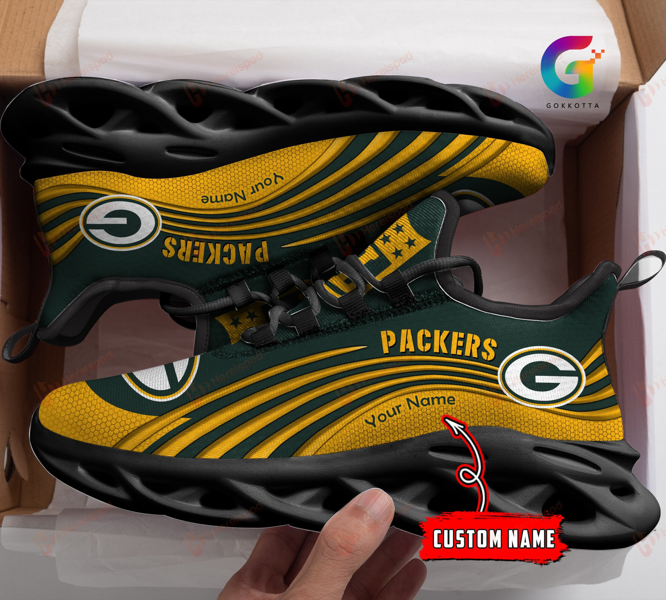 JWFancy Green Bay Packers NFL Max Soul Shoes Sneakers For Men And Women