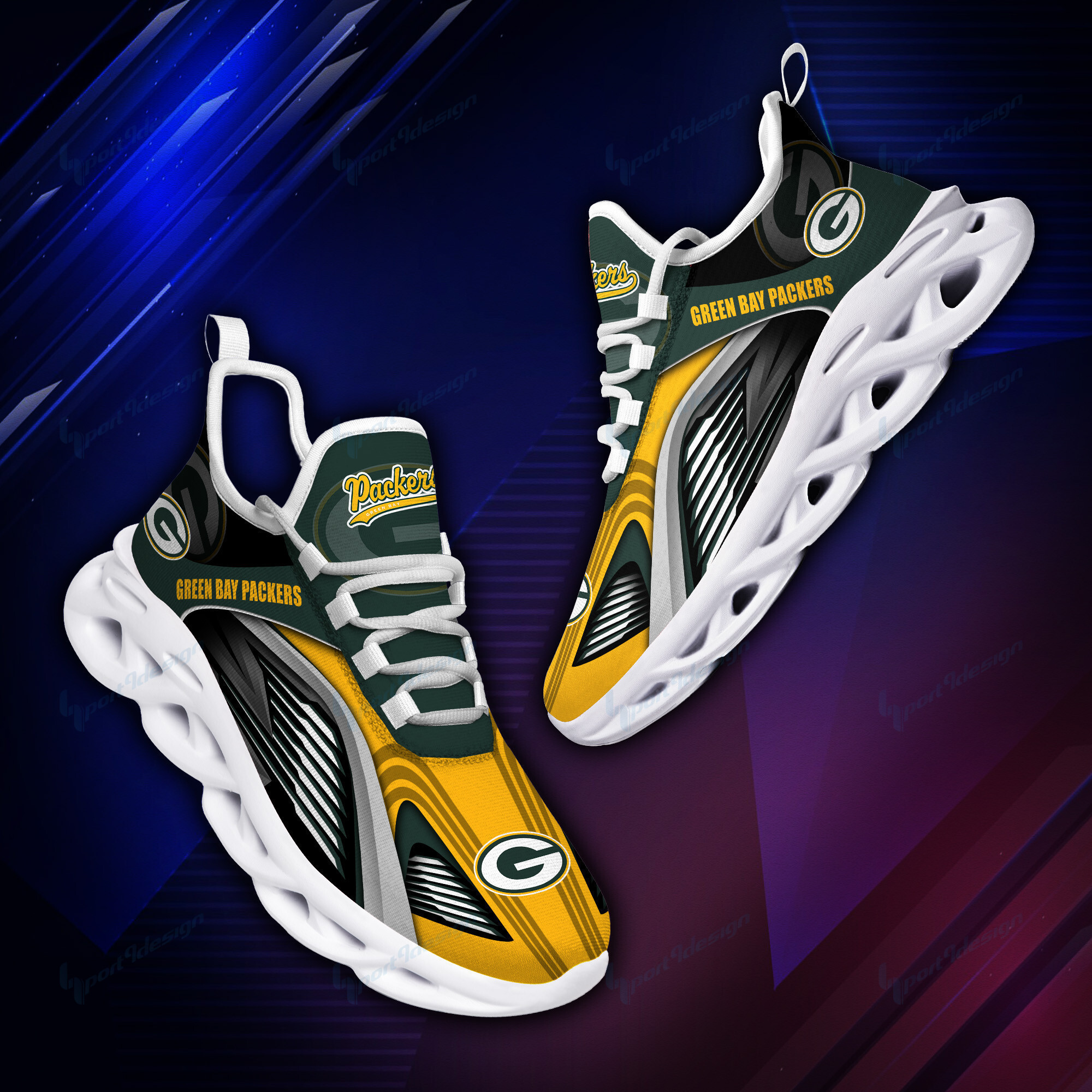 JWFancy Green Bay Packers NFL Max Soul Shoes Sneakers For Men And Women