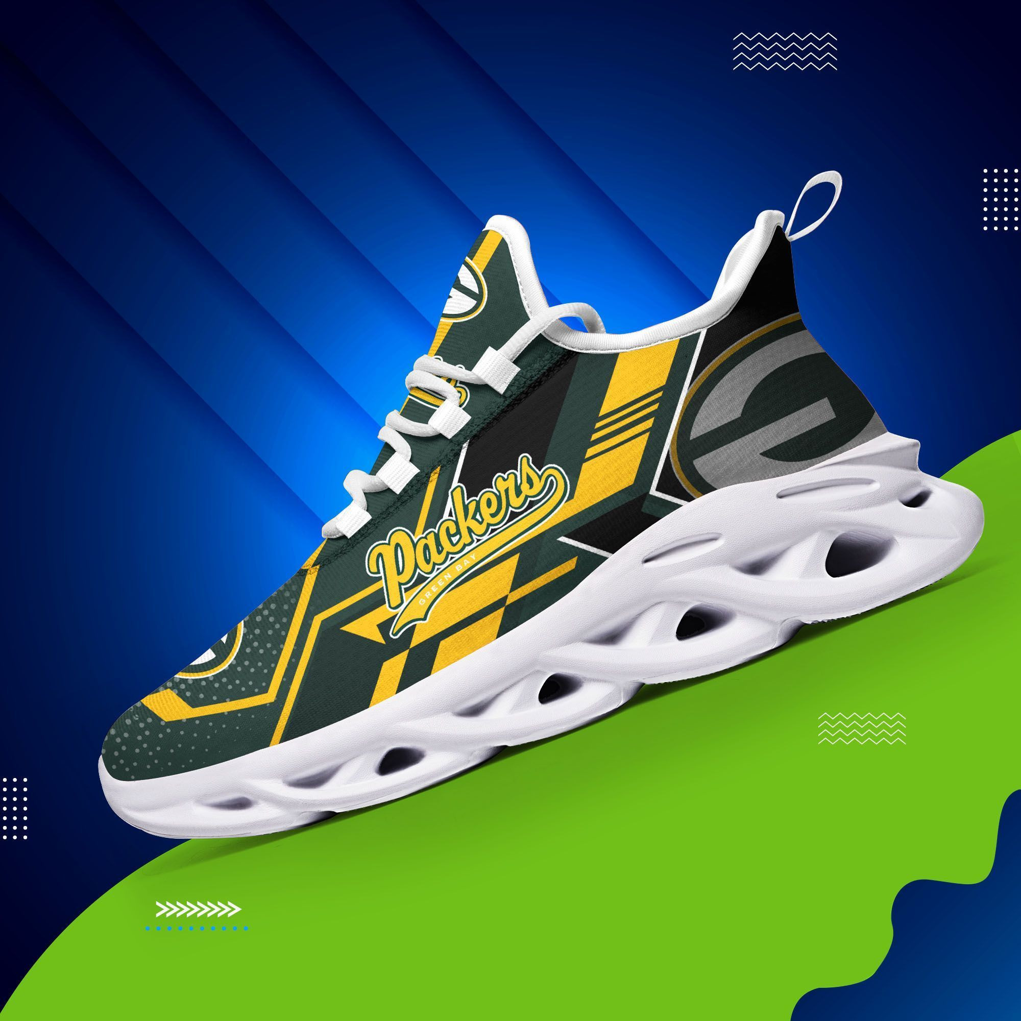 JWFancy Green Bay Packers NFL Max Soul Shoes Sneakers For Men And Women
