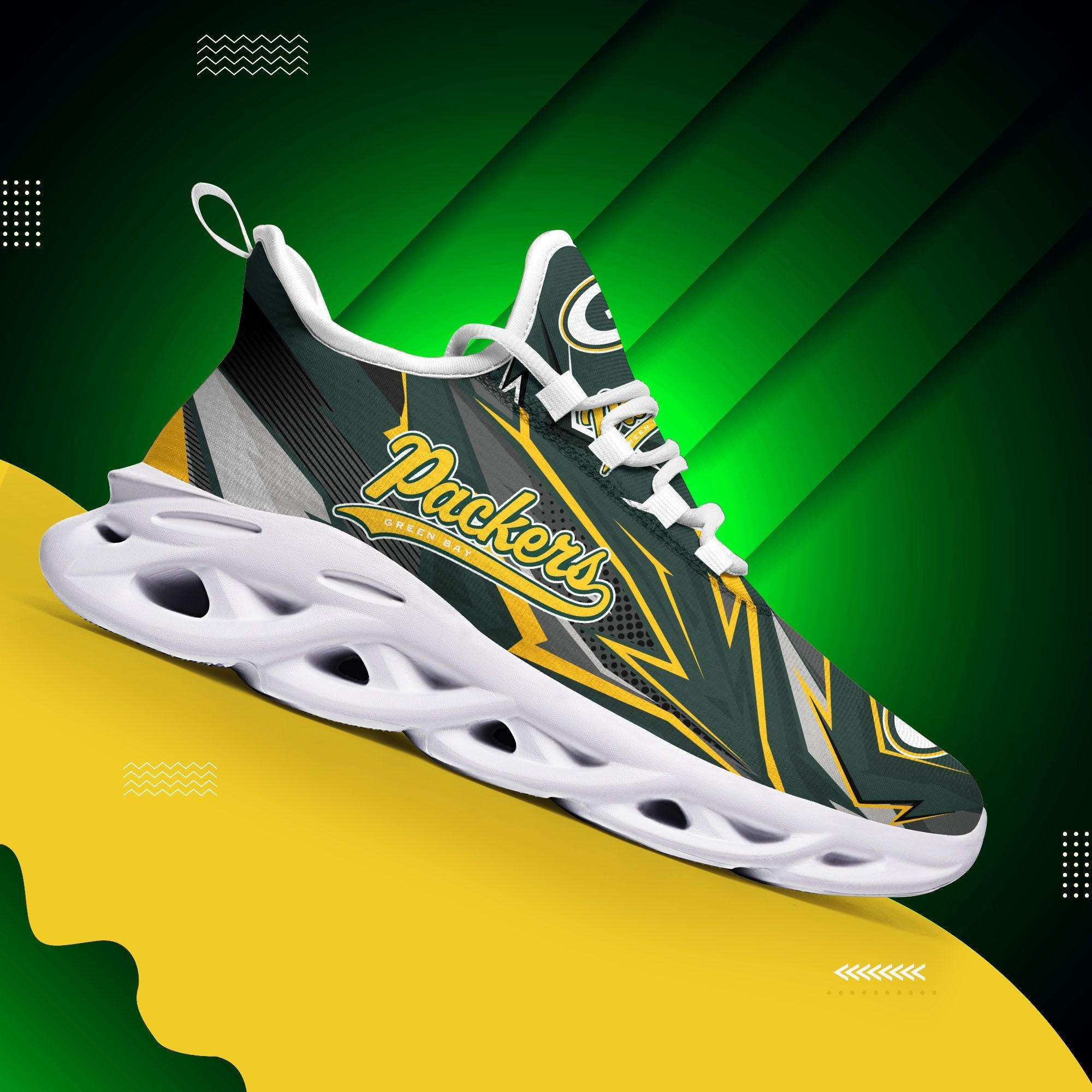 JWFancy Green Bay Packers NFL Max Soul Shoes Sneakers For Men And Women