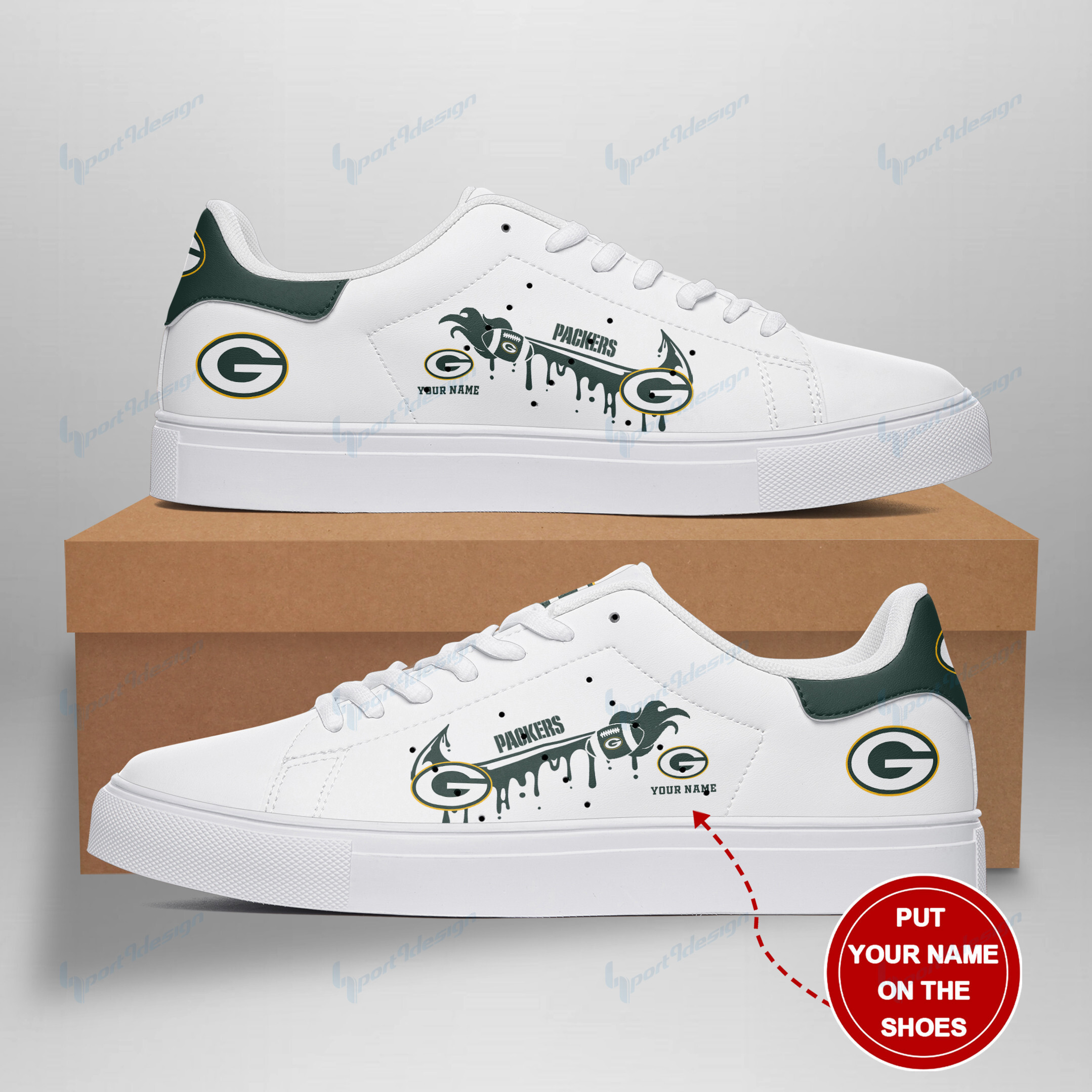 JWFancy Green Bay Packers Skate Stan Shoes Sneakes For Men And Women