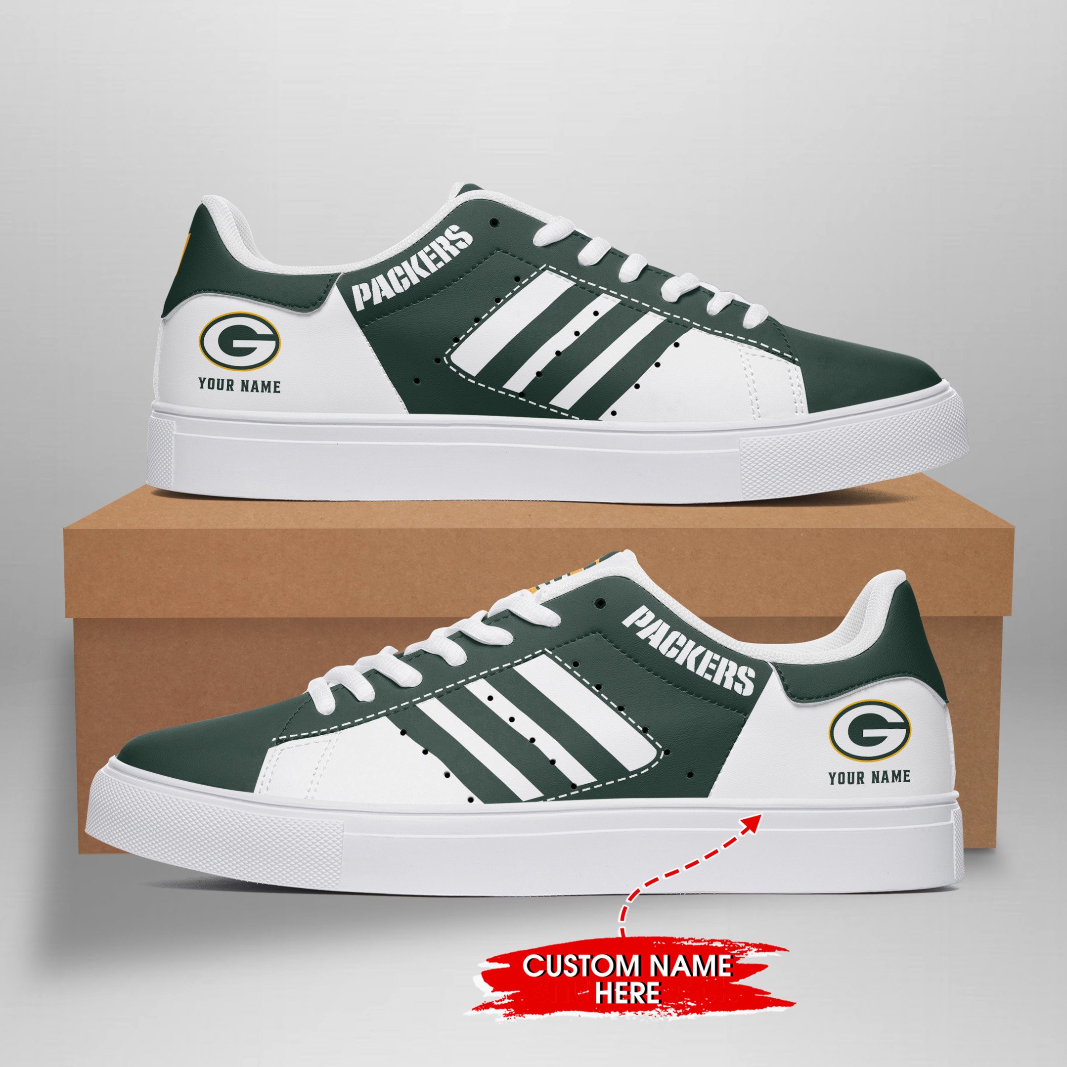 JWFancy Green Bay Packers Skate Stan Shoes Sneakes For Men And Women