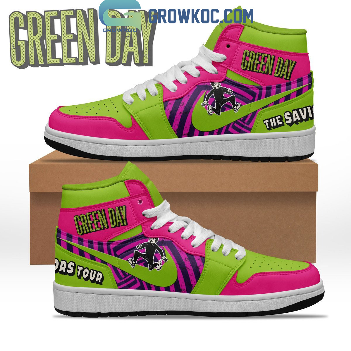JWFancy Green Day AJ1 High Sneakers Shoes For Men And Women