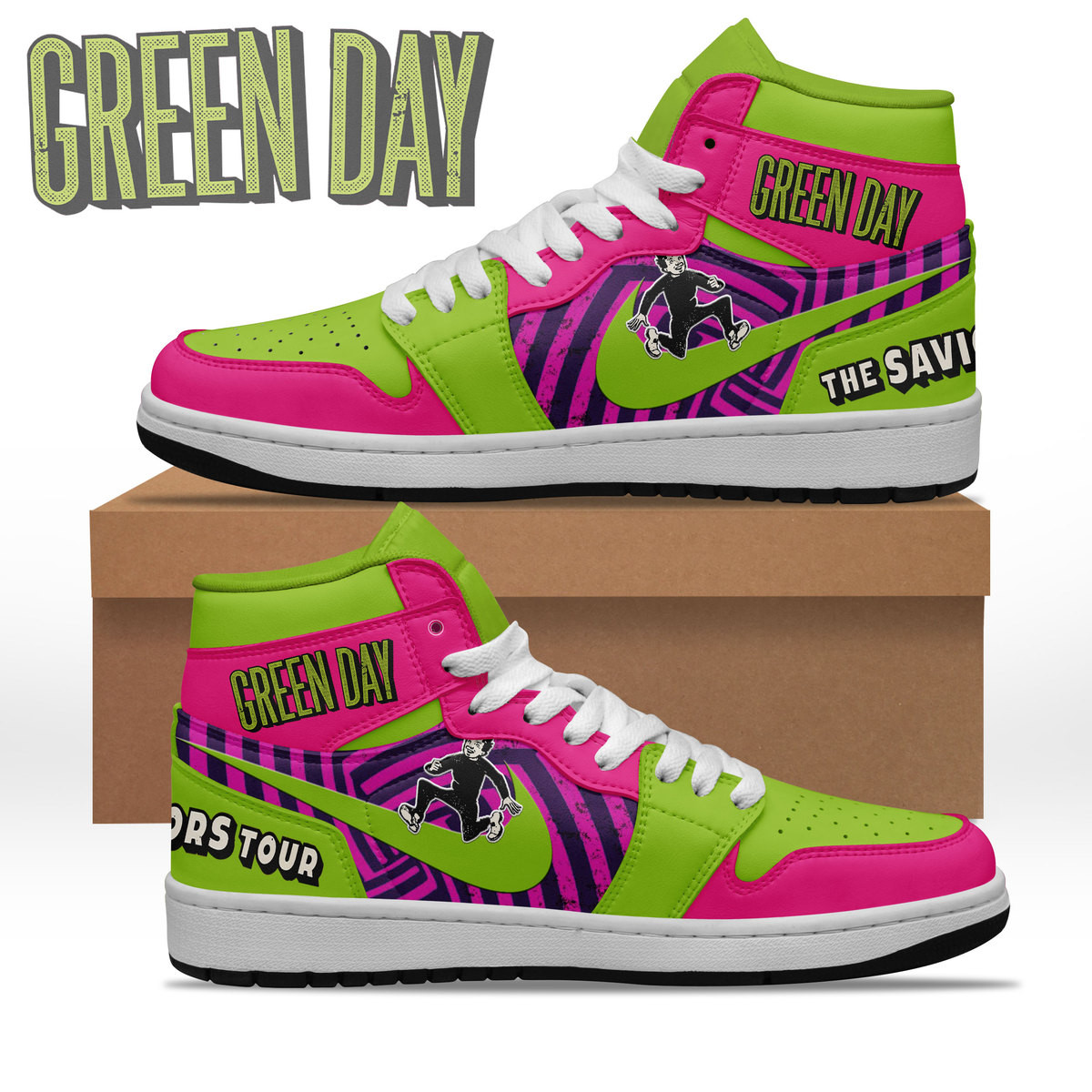 JWFancy Green Day AJ1 High Sneakers Shoes For Men And Women