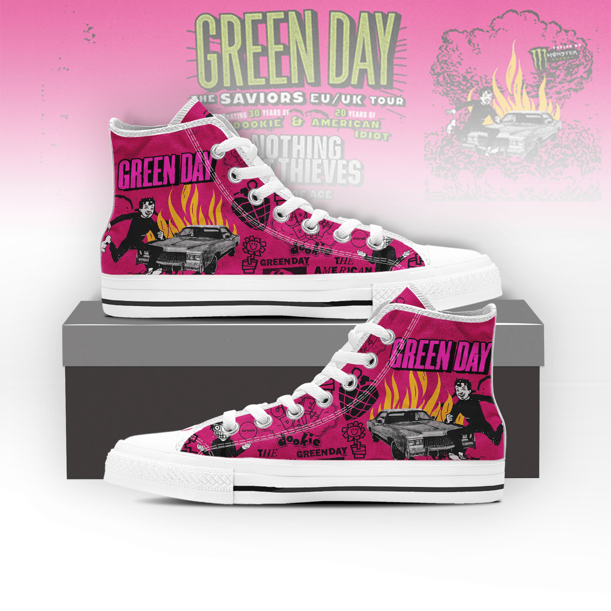 JWFancy Green Day High Top Canvas Sneakers Shoes For Men And Women