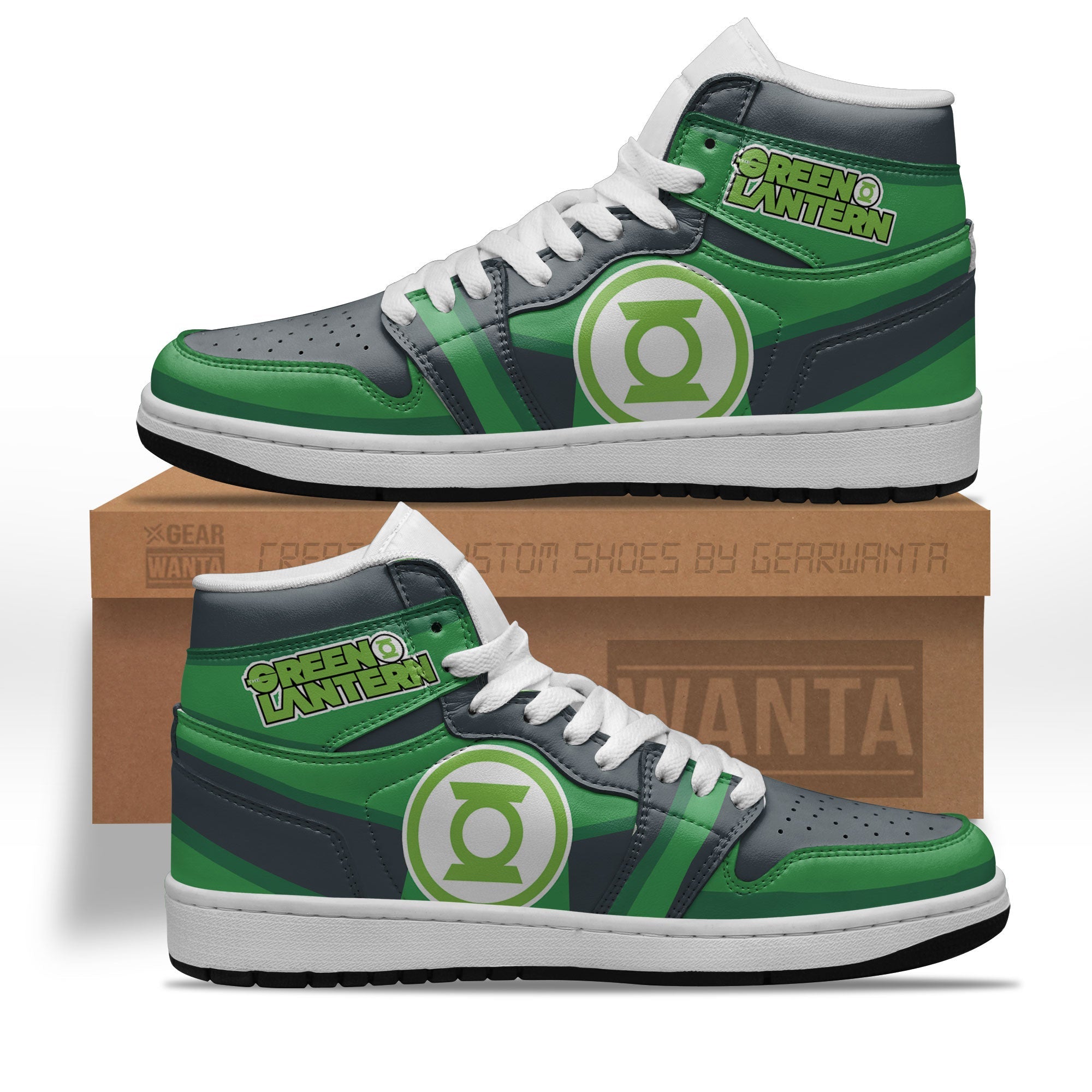 JWFancy Green Lantern AJ1 High Sneakers Shoes For Men And Women