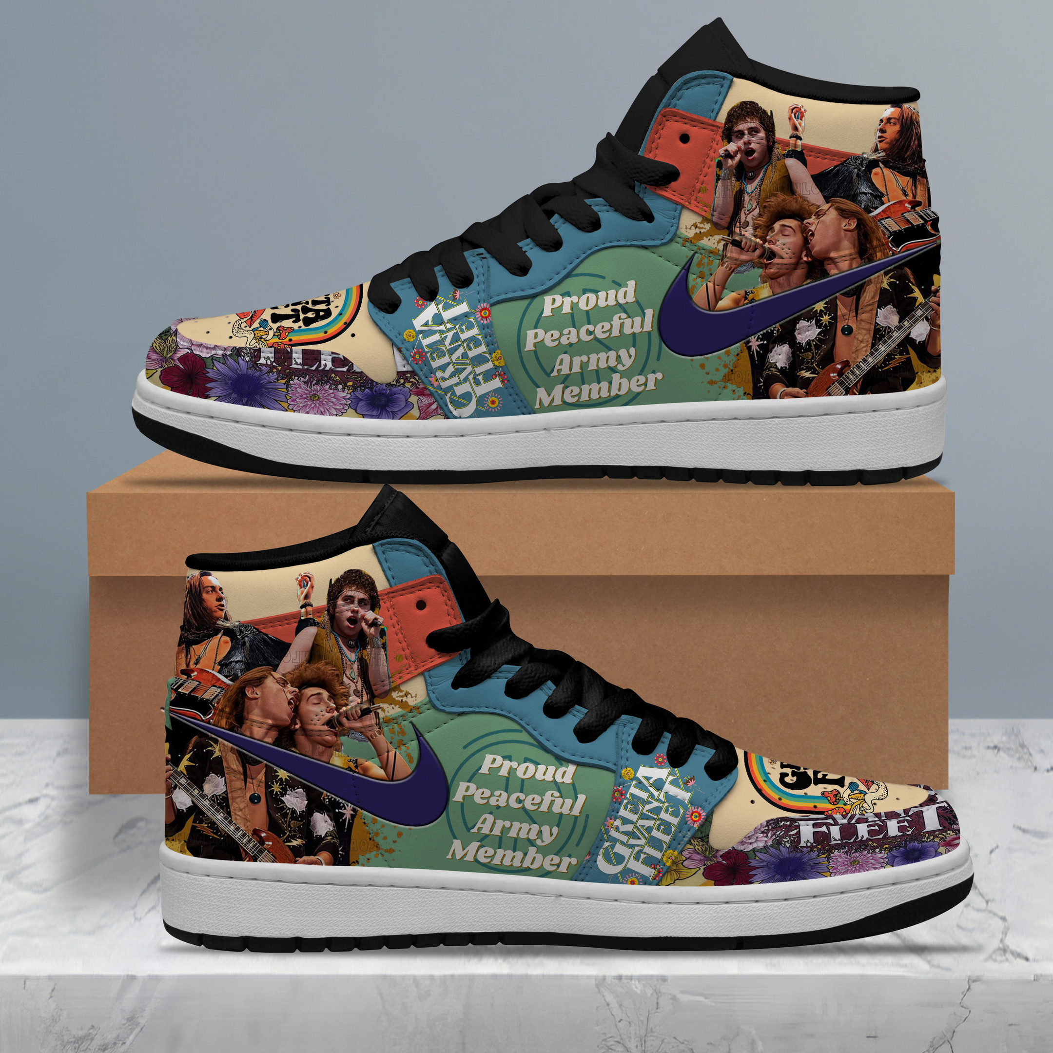 JWFancy Greta Van Fleet AJ1 High Sneakers Shoes For Men And Women