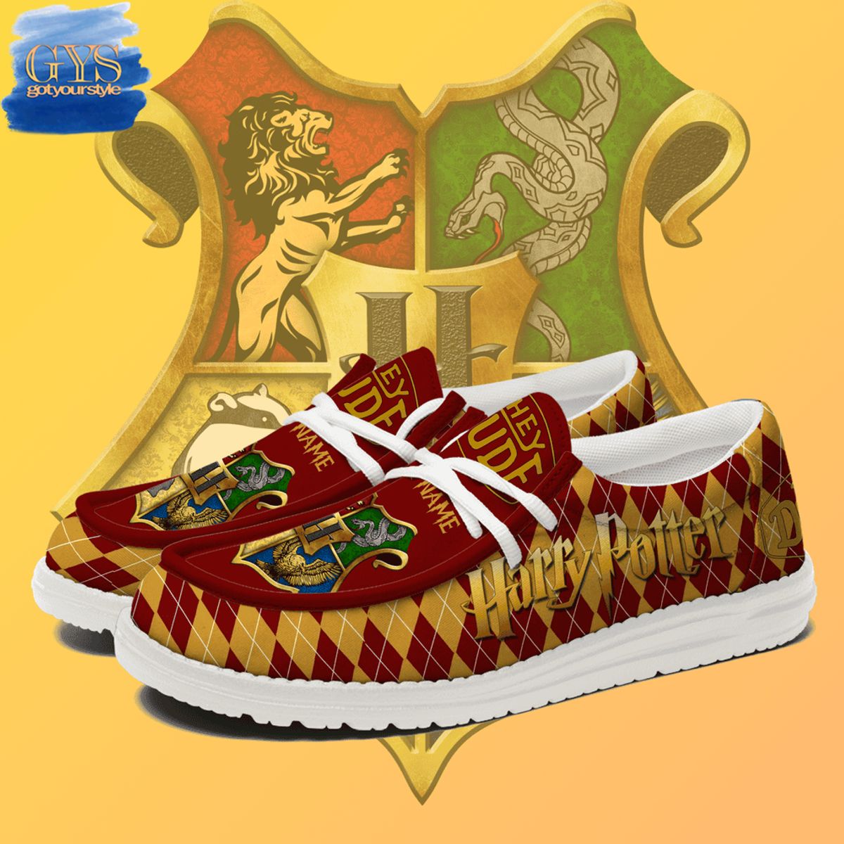 JWFancy Gryffindor Harry Potter Hey Dude Shoes Wally Men's Lace Up Loafers Comfortable For Men And Women