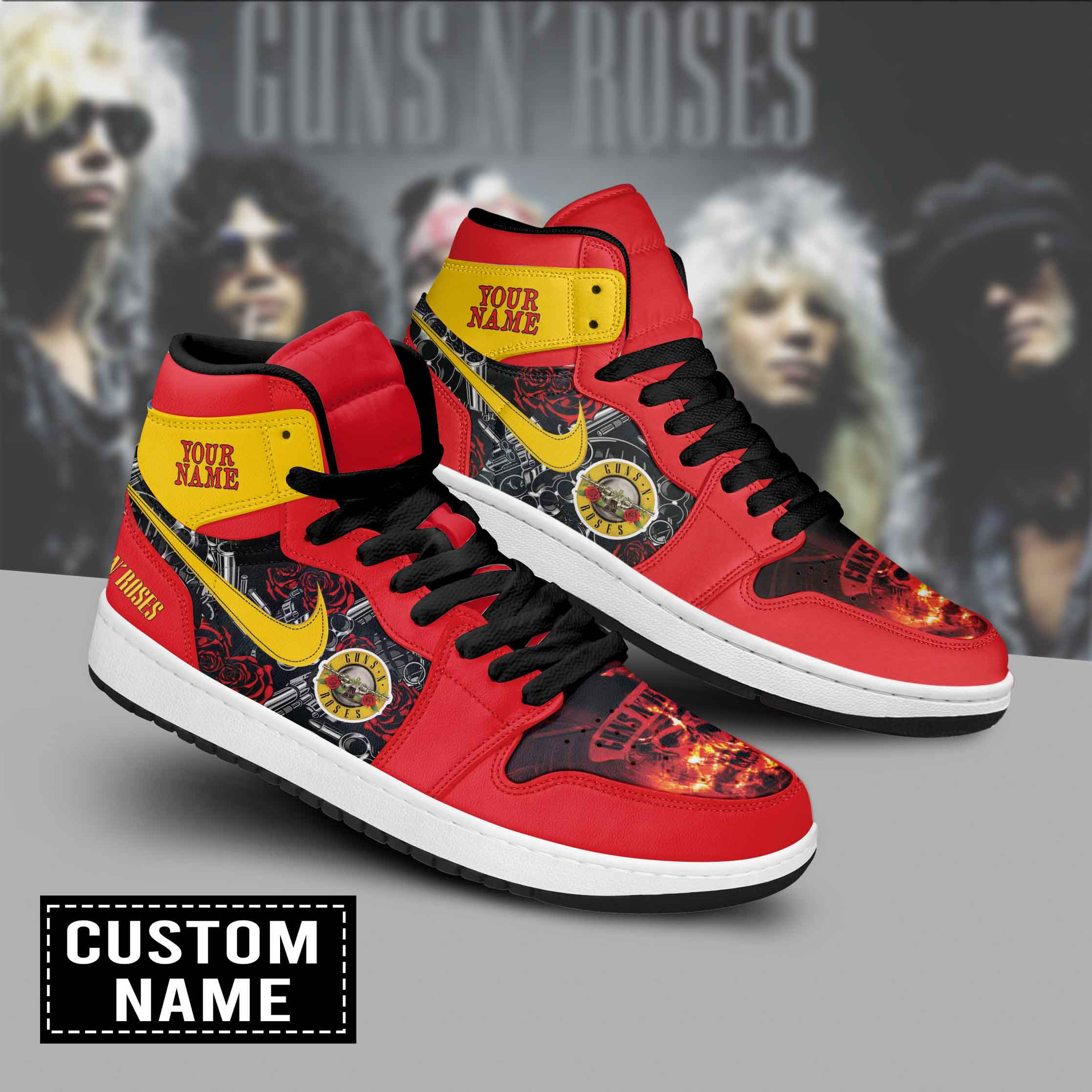 JWFancy Guns N' Roses AJ1 High Sneakers Shoes For Men And Women