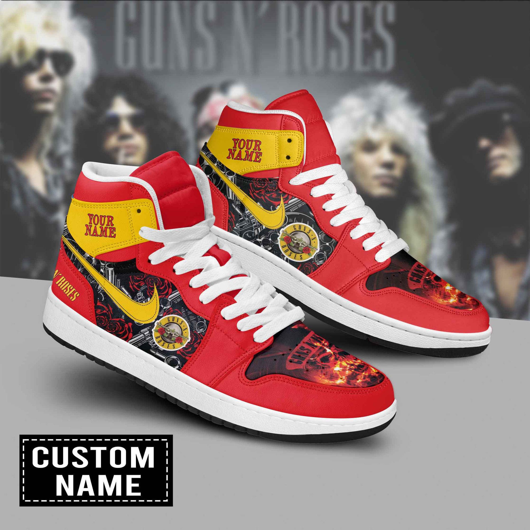 JWFancy Guns N' Roses AJ1 High Sneakers Shoes For Men And Women