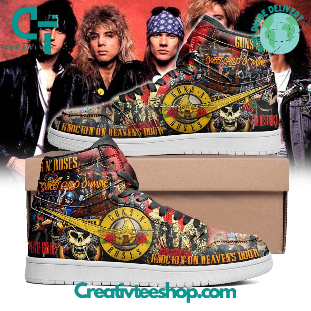 JWFancy Guns n Roses Heaven Door AJ1 High Sneakers Shoes For Men And Women