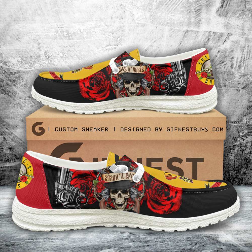 JWFancy Guns N' Roses Hey Dude Shoes Wally Men's Lace Up Loafers Comfortable For Men And Women