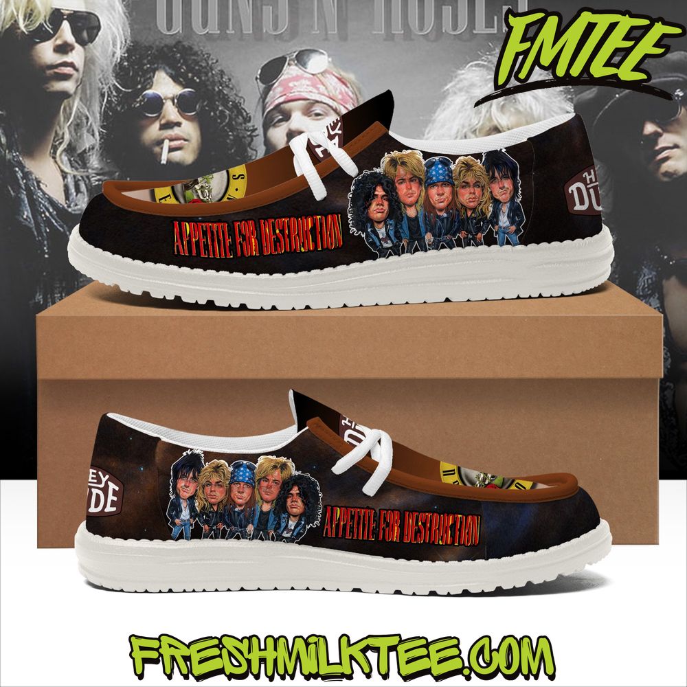 JWFancy Guns N' Roses Hey Dude Shoes Wally Men's Lace Up Loafers Comfortable For Men And Women