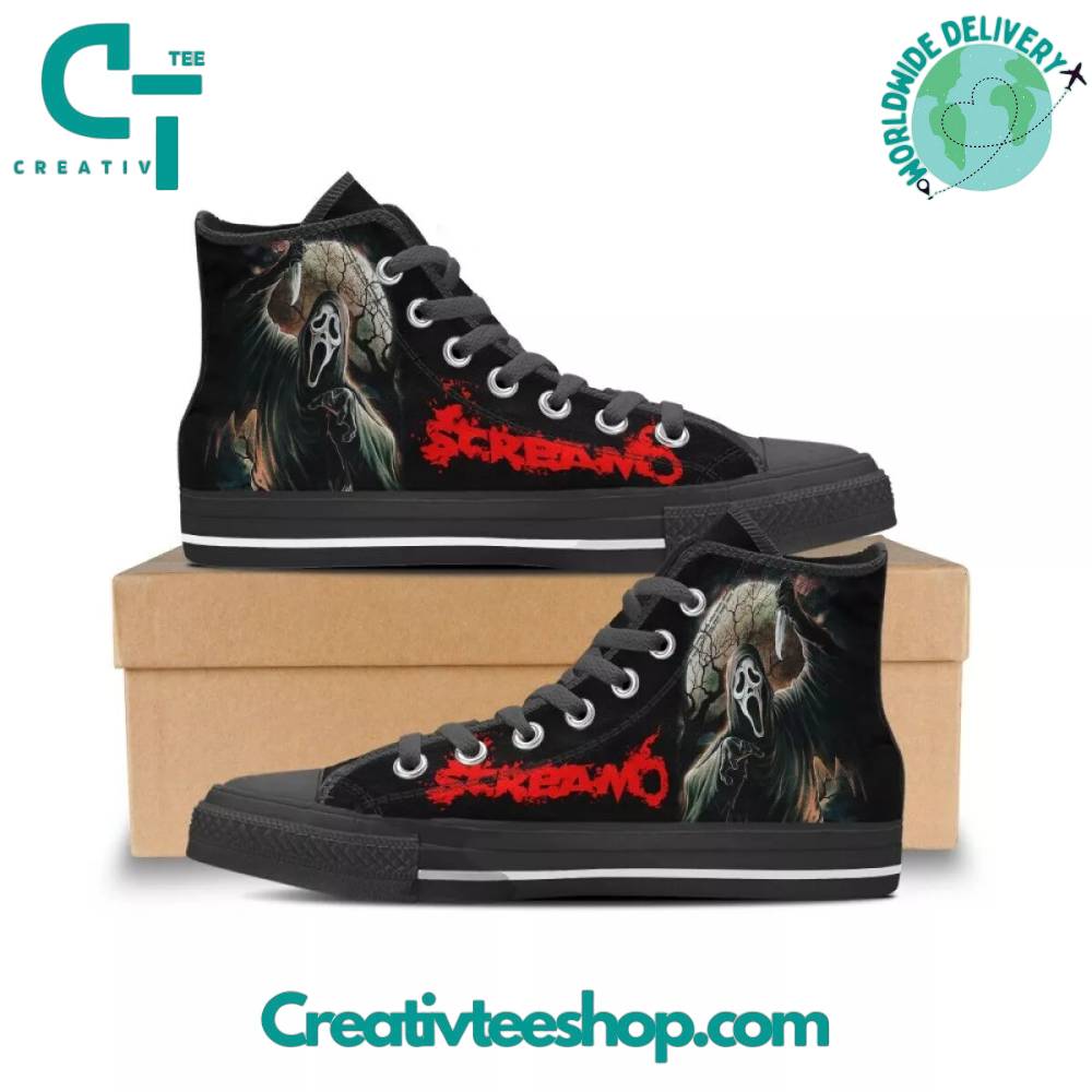 JWFancy Halloween Scream High Top Canvas Sneakers Shoes For Men And Women