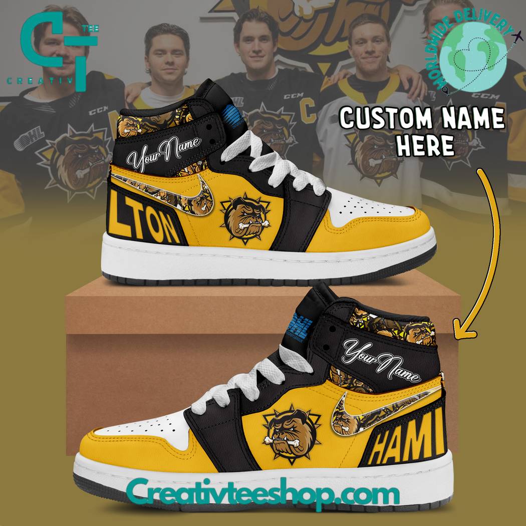 JWFancy Hamilton Bulldogs AJ1 High Sneakers Shoes For Men And Women