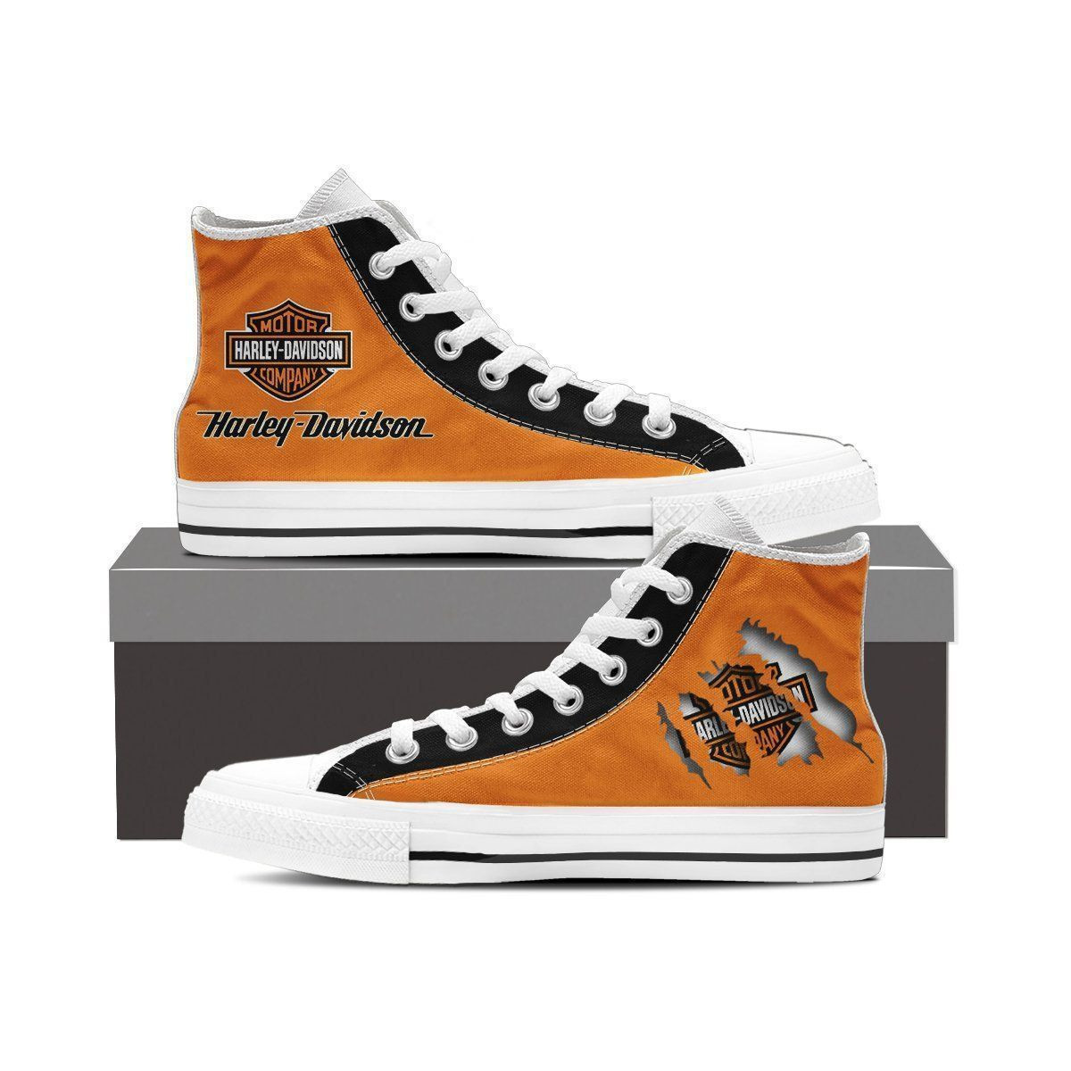 JWFancy Harley Davidson High Top Canvas Sneakers Shoes For Men And Women