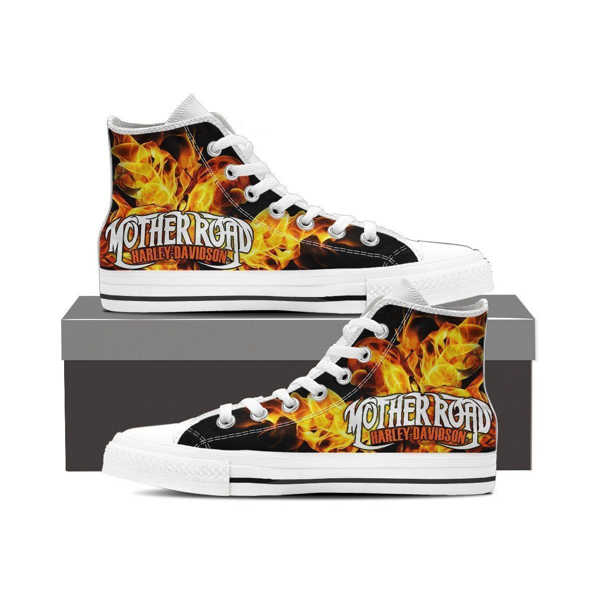 JWFancy Harley Davidson High Top Canvas Sneakers Shoes For Men And Women