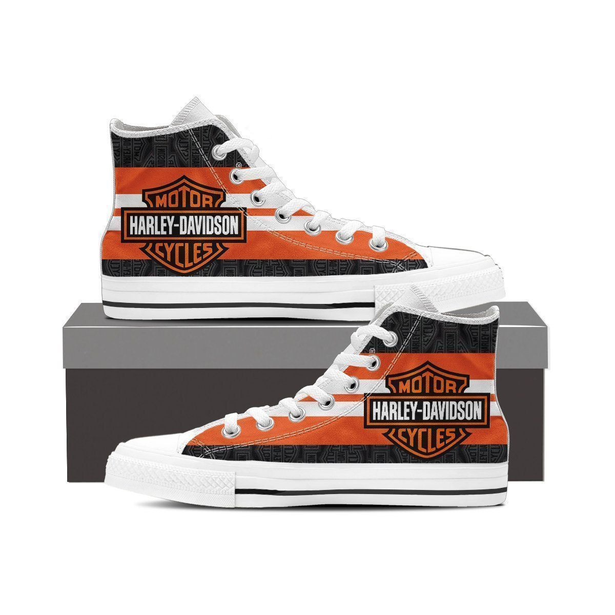 JWFancy Harley Davidson High Top Canvas Sneakers Shoes For Men And Women