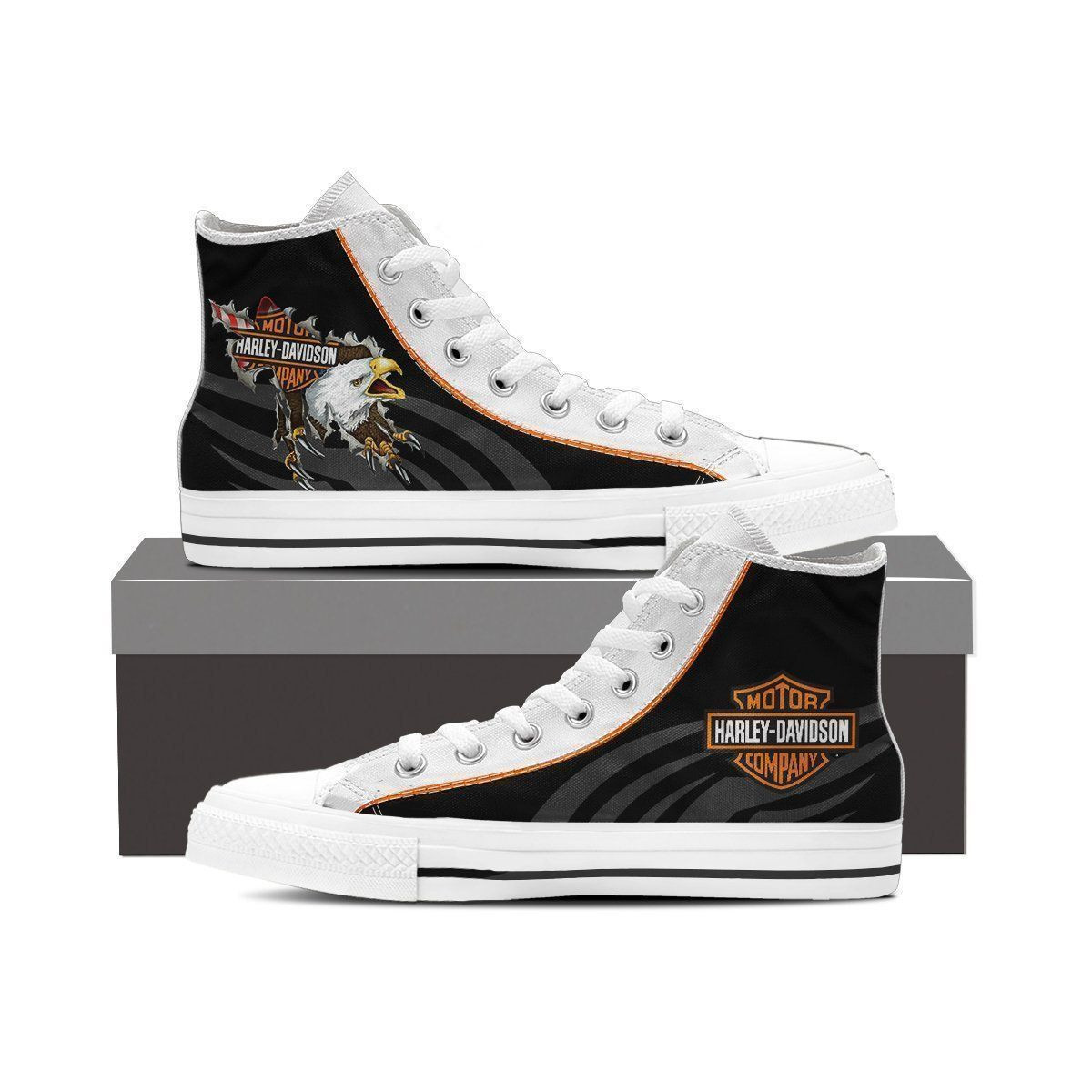 JWFancy Harley Davidson High Top Canvas Sneakers Shoes For Men And Women