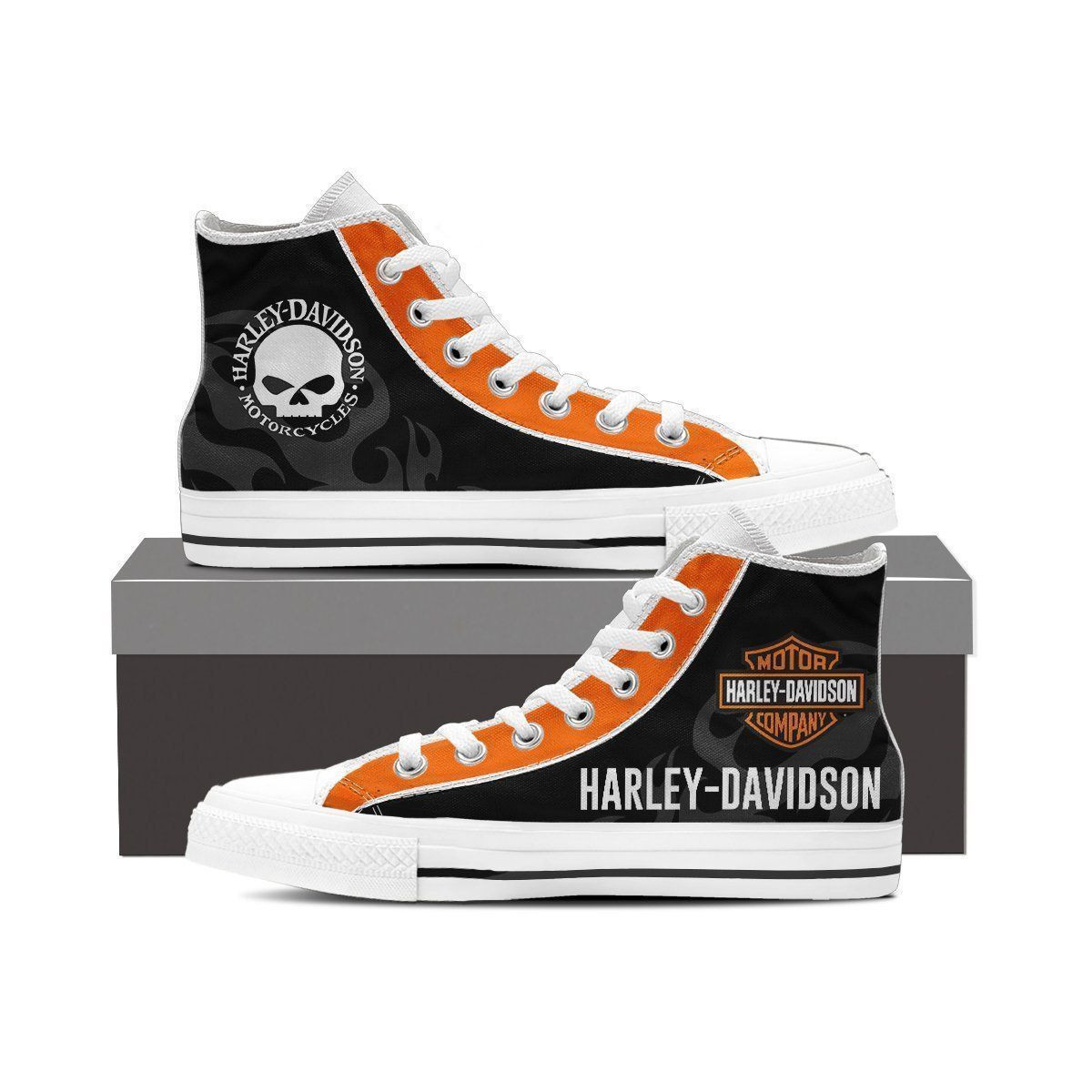 JWFancy Harley Davidson High Top Canvas Sneakers Shoes For Men And Women