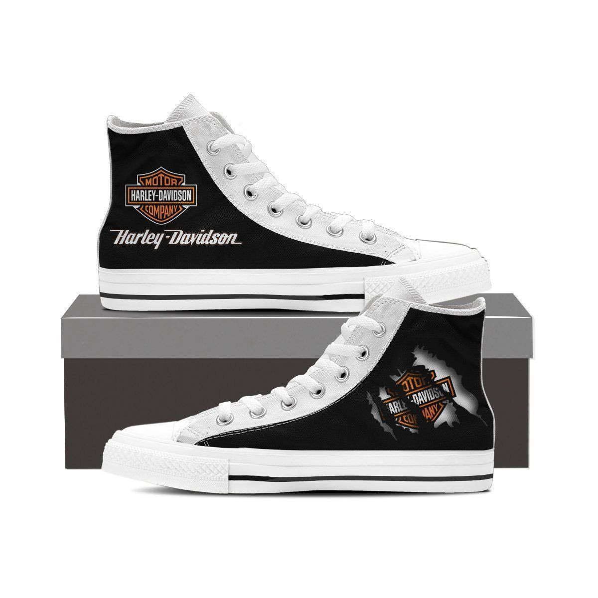 JWFancy Harley Davidson High Top Canvas Sneakers Shoes For Men And Women