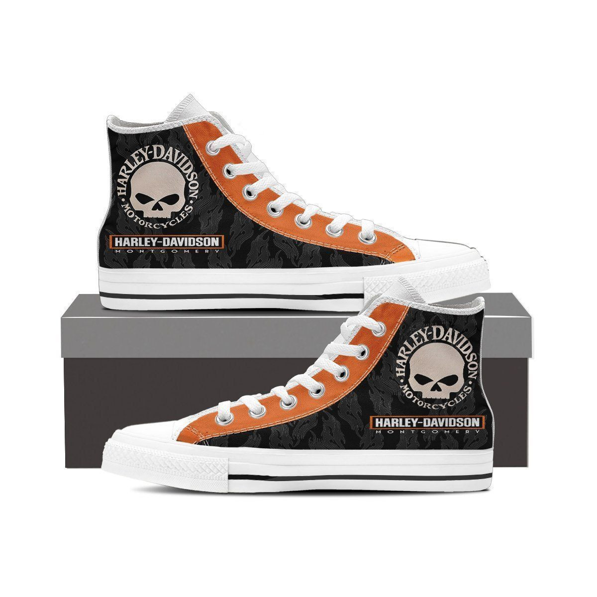JWFancy Harley Davidson High Top Canvas Sneakers Shoes For Men And Women