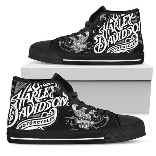 JWFancy Harley Davidson High Top Canvas Sneakers Shoes For Men And Women