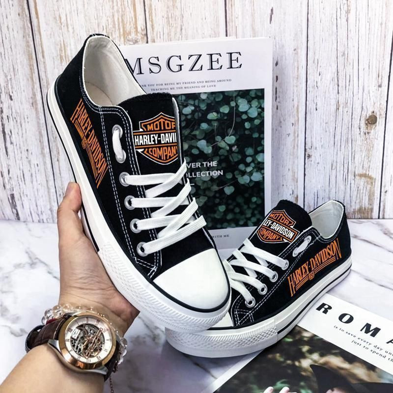 JWFancy Harley Davidson Low Top Canvas Sneakers Shoes For Men And Women
