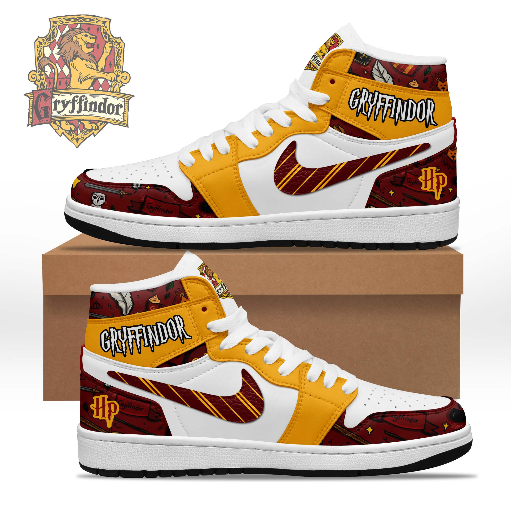 JWFancy Harry Potter Gryffindor AJ1 High Sneakers Shoes For Men And Women