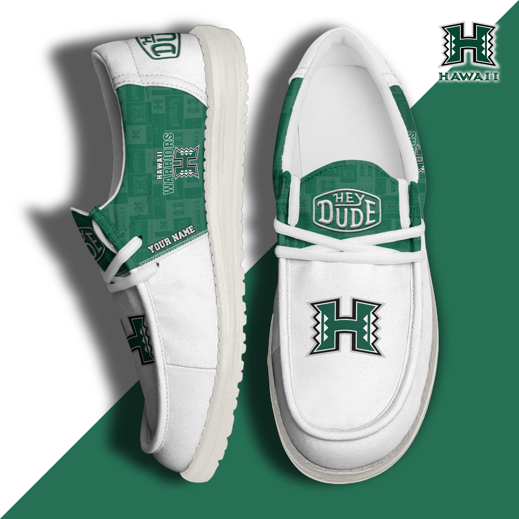 JWFancy Hawaii Rainbow Warriors Hey Dude Shoes Wally Men's Lace Up Loafers Comfortable For Men And Women