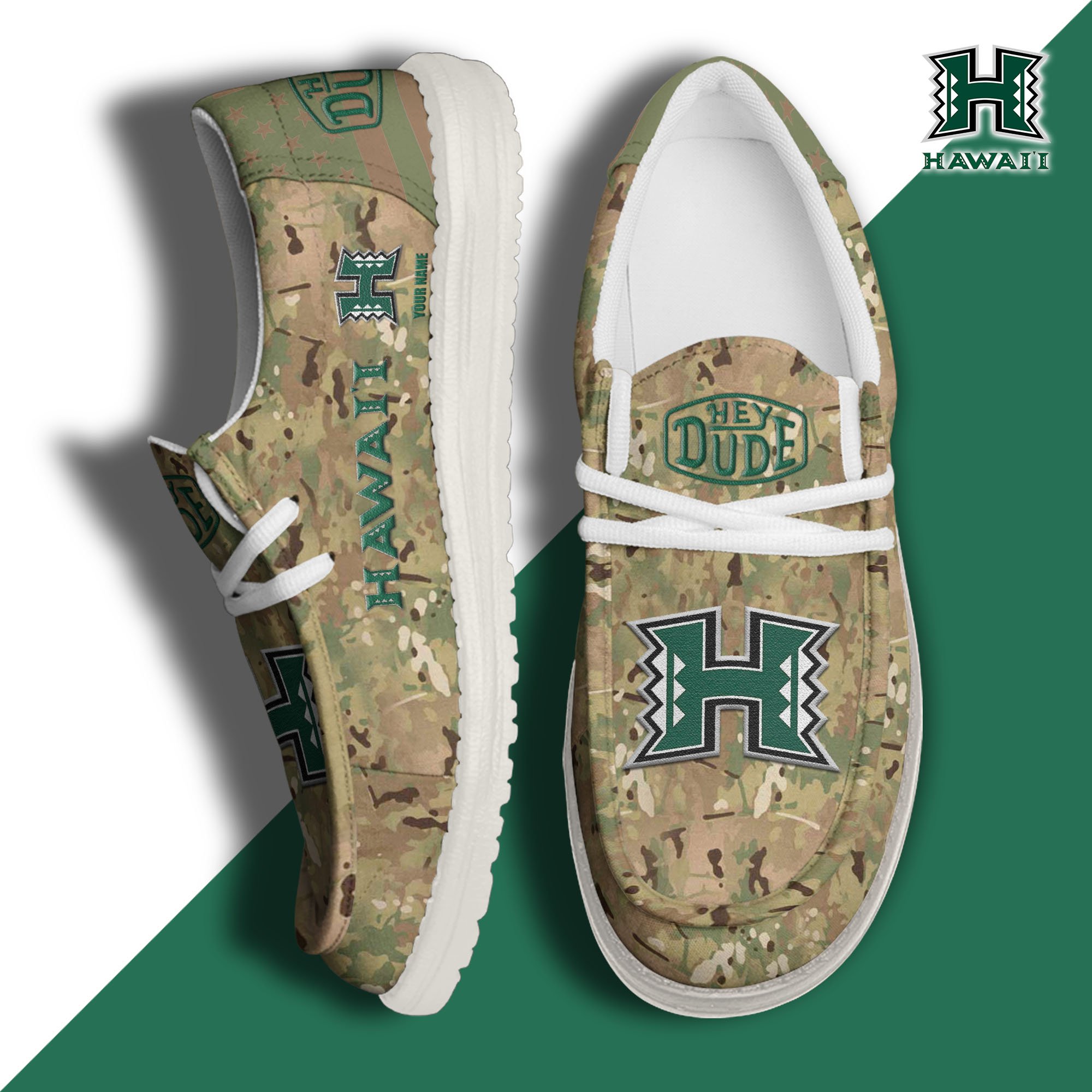 JWFancy Hawaii Rainbow Warriors Hey Dude Shoes Wally Men's Lace Up Loafers Comfortable For Men And Women