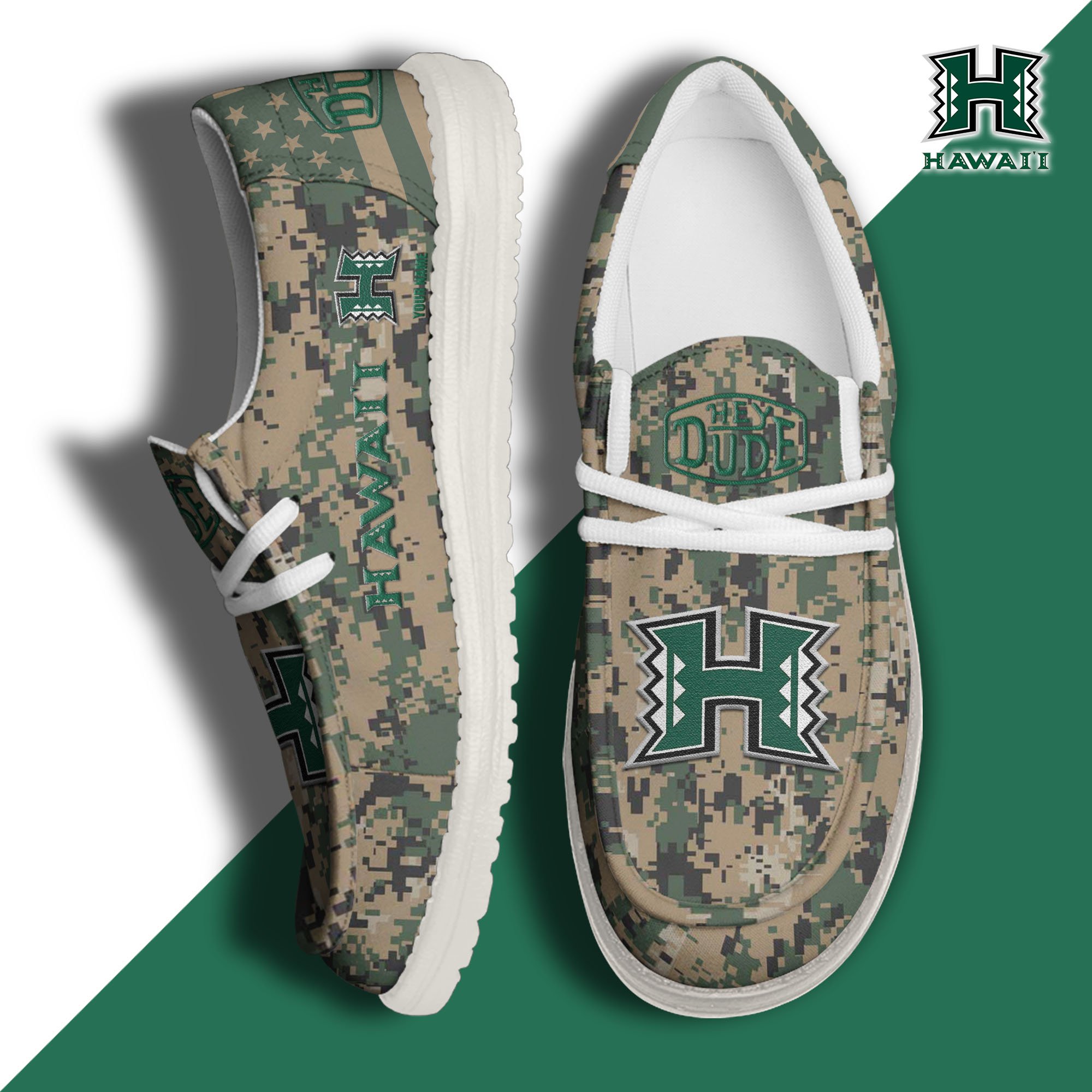 JWFancy Hawaii Rainbow Warriors Hey Dude Shoes Wally Men's Lace Up Loafers Comfortable For Men And Women