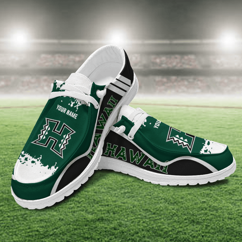JWFancy Hawaii Rainbow Warriors Hey Dude Shoes Wally Men's Lace Up Loafers Comfortable For Men And Women
