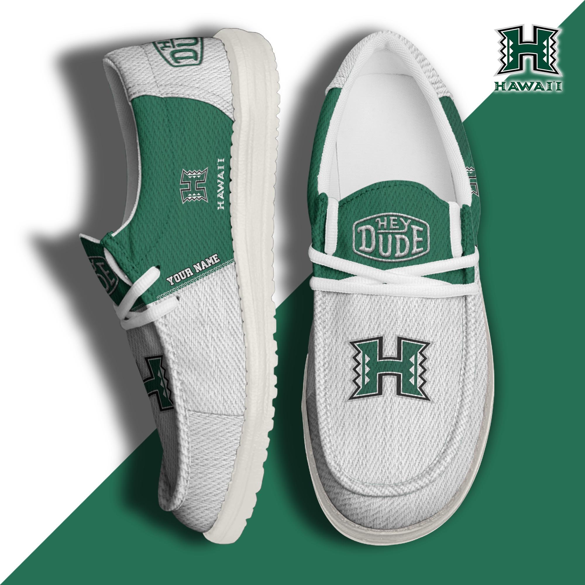 JWFancy Hawaii Rainbow Warriors Hey Dude Shoes Wally Men's Lace Up Loafers Comfortable For Men And Women