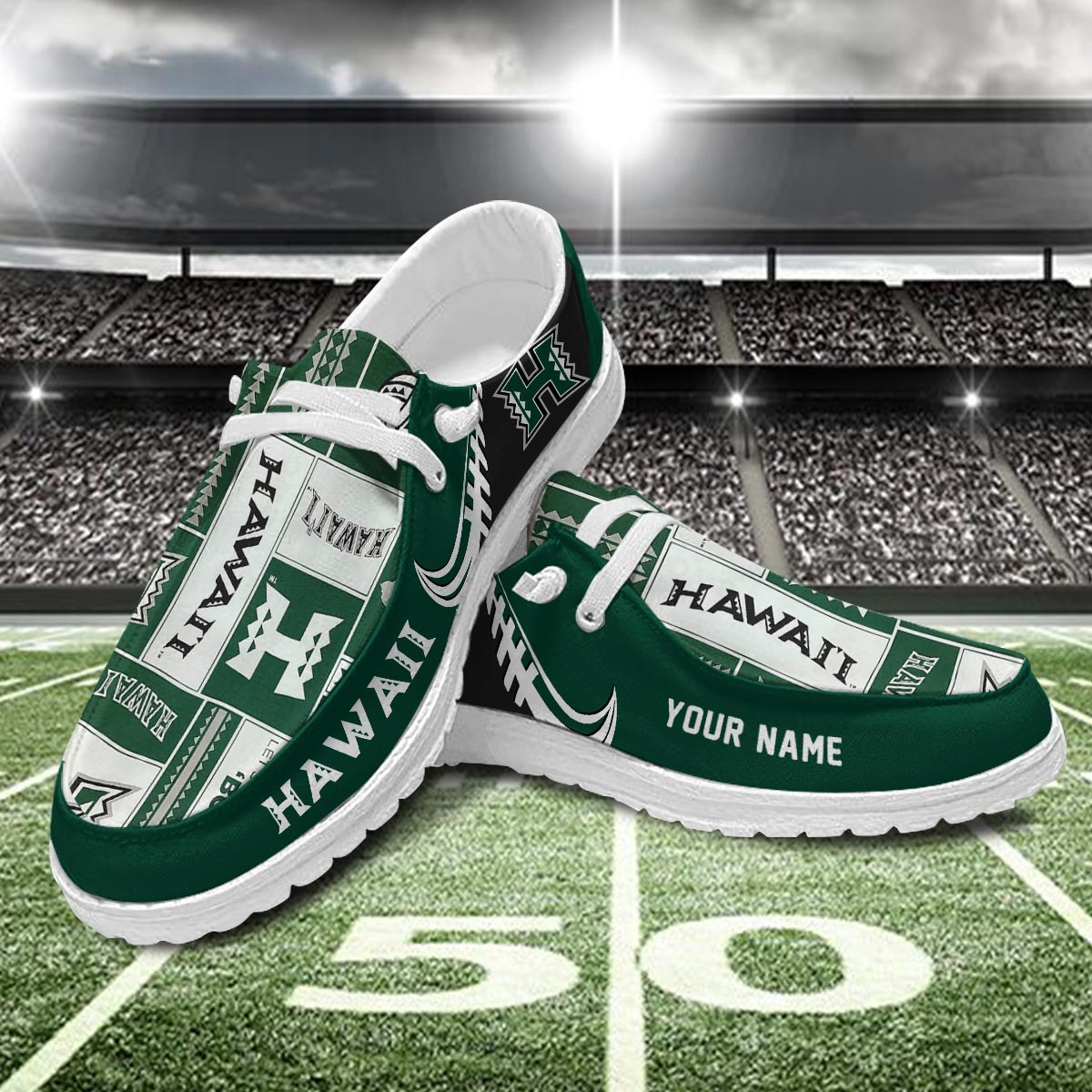 JWFancy Hawaii Rainbow Warriors Hey Dude Shoes Wally Men's Lace Up Loafers Comfortable For Men And Women