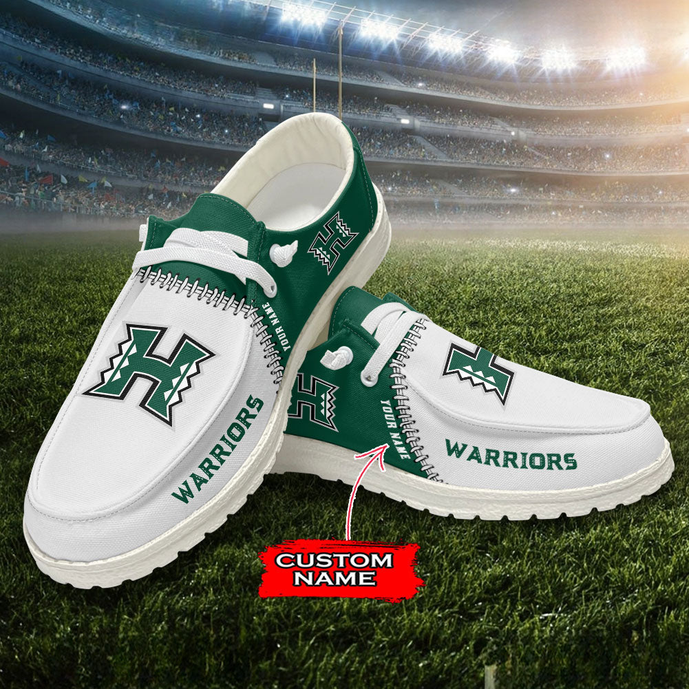 JWFancy Hawaii Rainbow Warriors Hey Dude Shoes Wally Men's Lace Up Loafers Comfortable For Men And Women