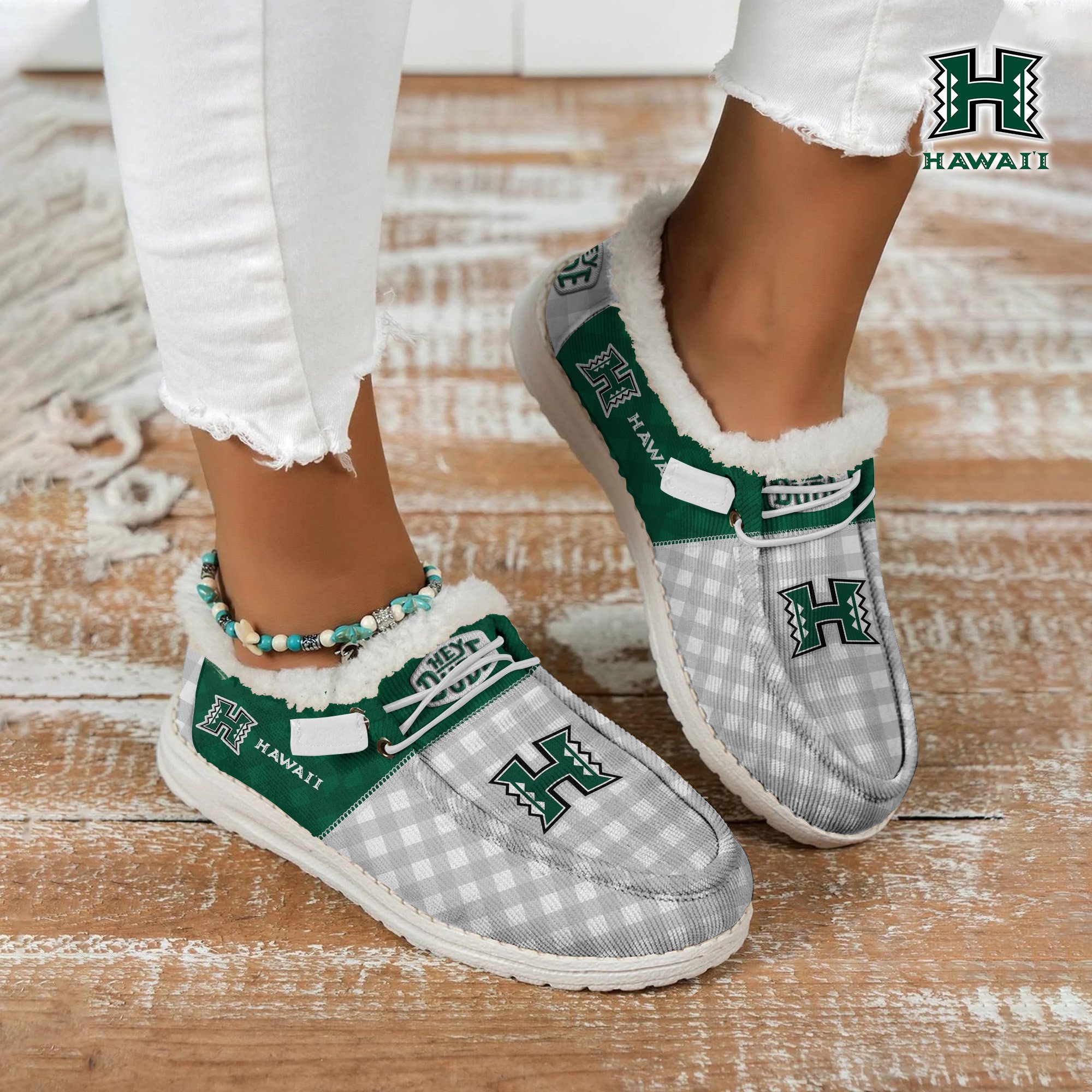 JWFancy Hawaii Rainbow Warriors Hey Dude Shoes Wally Men's Lace Up Loafers Comfortable For Men And Women