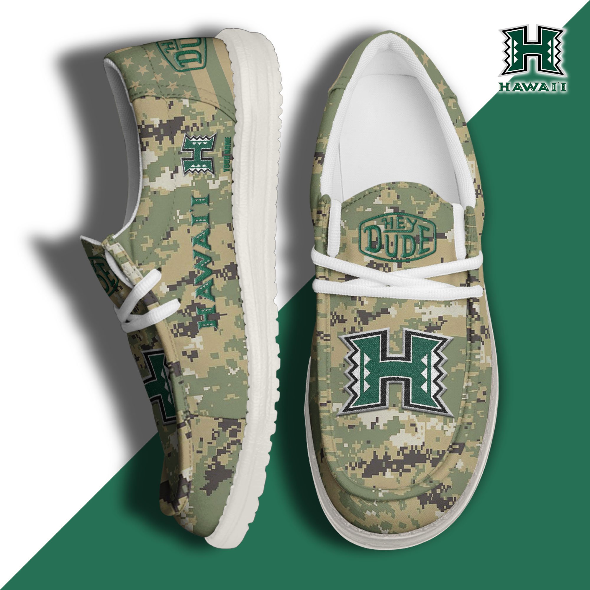 JWFancy Hawaii Rainbow Warriors Hey Dude Shoes Wally Men's Lace Up Loafers Comfortable For Men And Women
