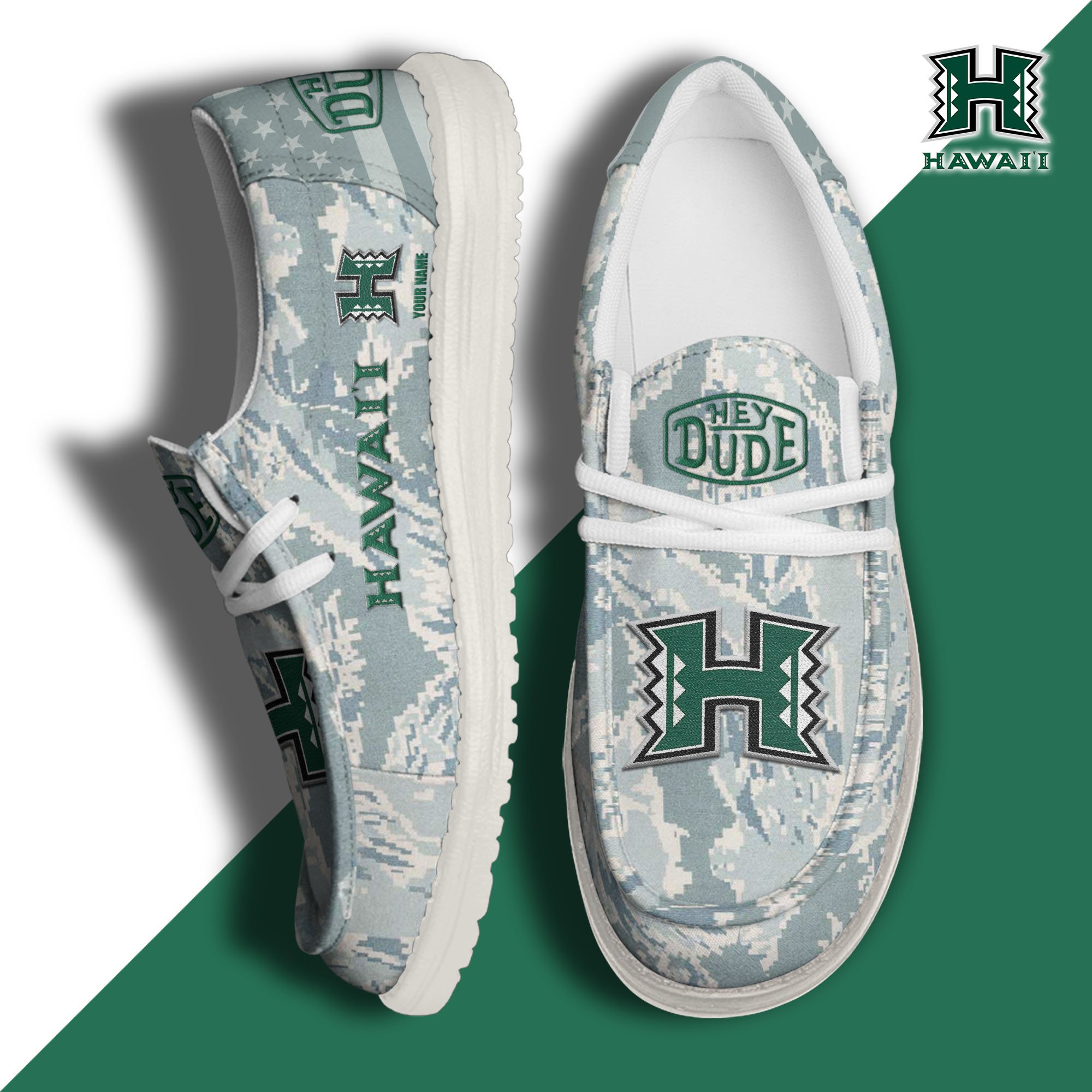 JWFancy Hawaii Rainbow Warriors Hey Dude Shoes Wally Men's Lace Up Loafers Comfortable For Men And Women