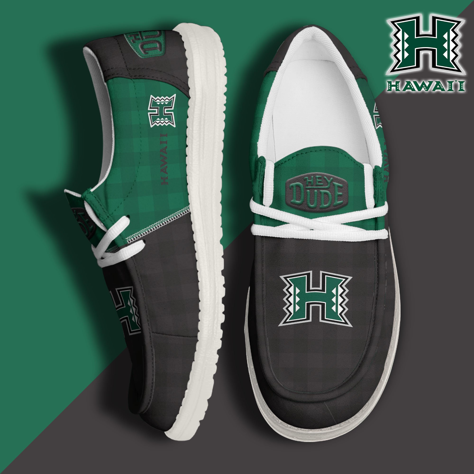 JWFancy Hawaii Rainbow Warriors Hey Dude Shoes Wally Men's Lace Up Loafers Comfortable For Men And Women