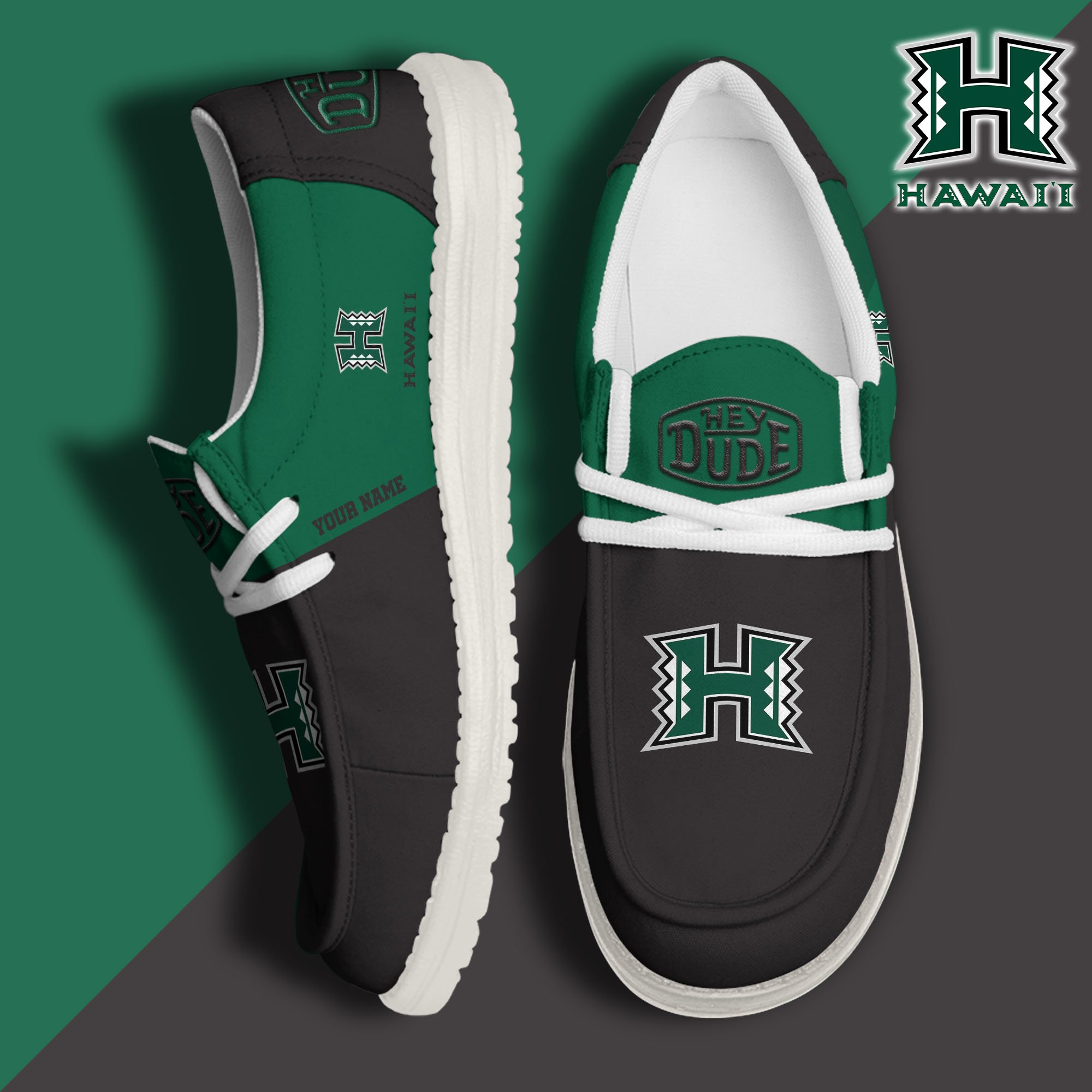 JWFancy Hawaii Rainbow Warriors Hey Dude Shoes Wally Men's Lace Up Loafers Comfortable For Men And Women