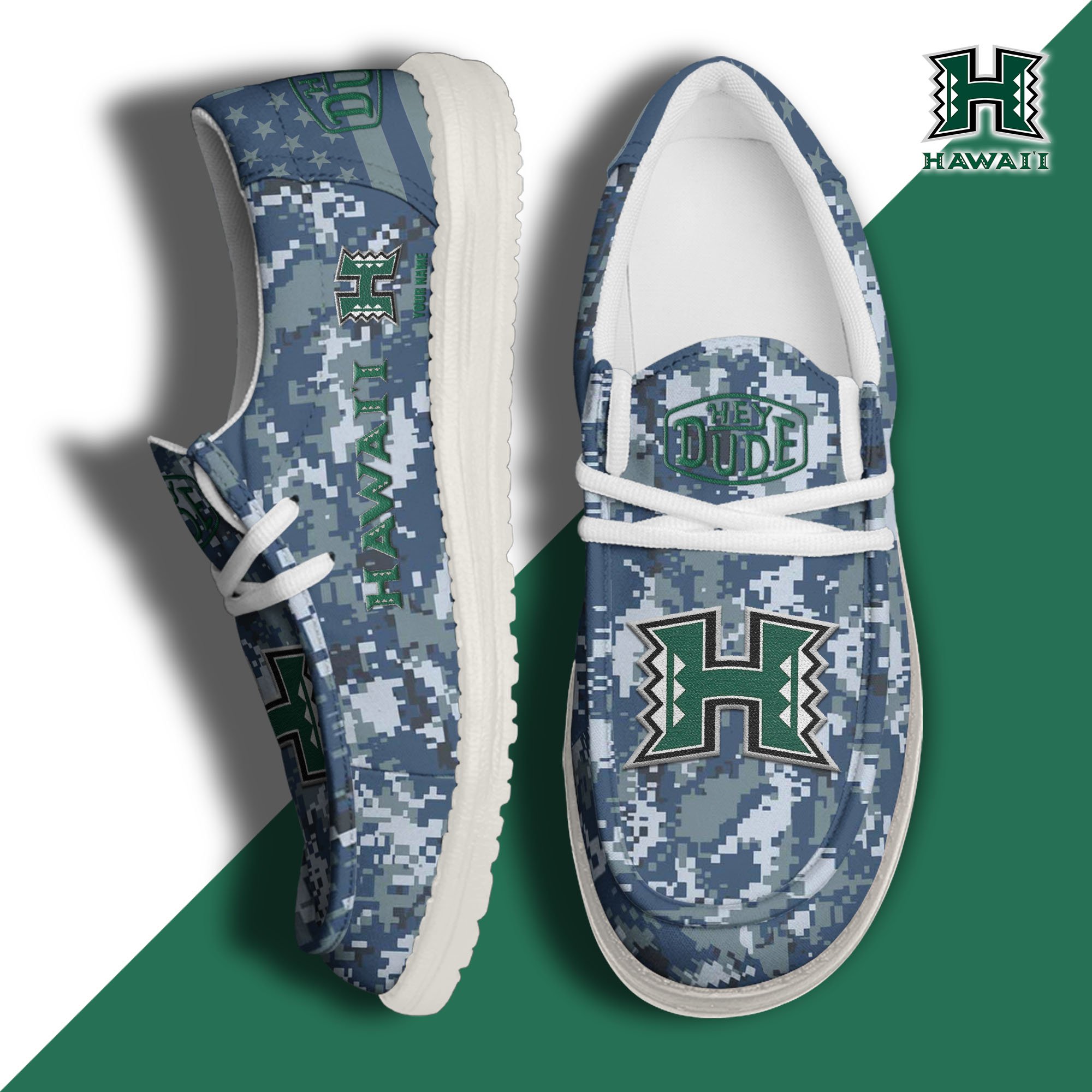 JWFancy Hawaii Rainbow Warriors Hey Dude Shoes Wally Men's Lace Up Loafers Comfortable For Men And Women