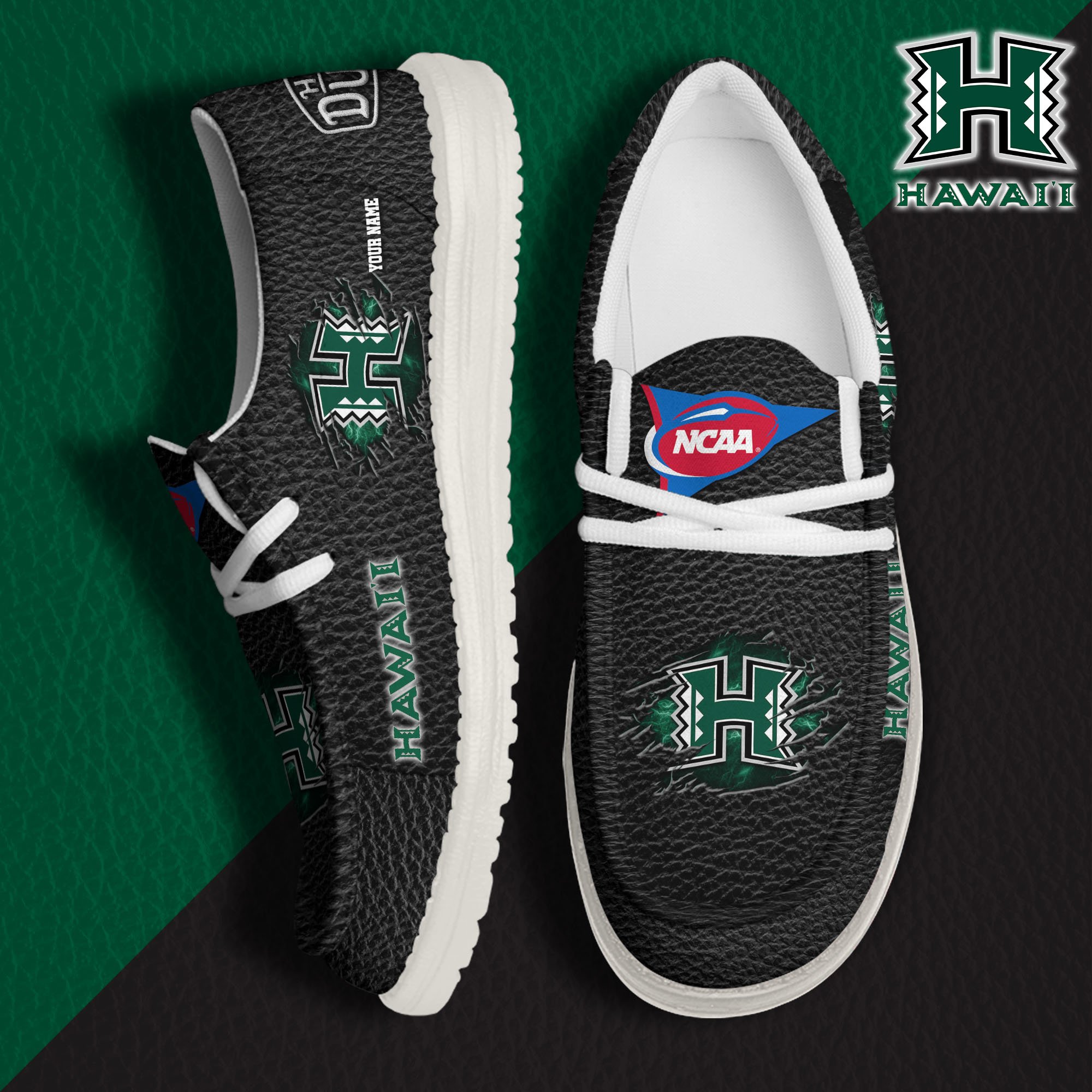 JWFancy Hawaii Rainbow Warriors Hey Dude Shoes Wally Men's Lace Up Loafers Comfortable For Men And Women