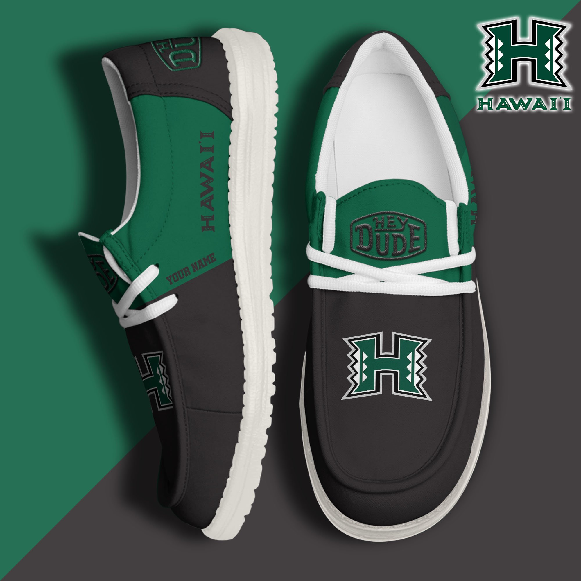 JWFancy Hawaii Rainbow Warriors Hey Dude Shoes Wally Men's Lace Up Loafers Comfortable For Men And Women