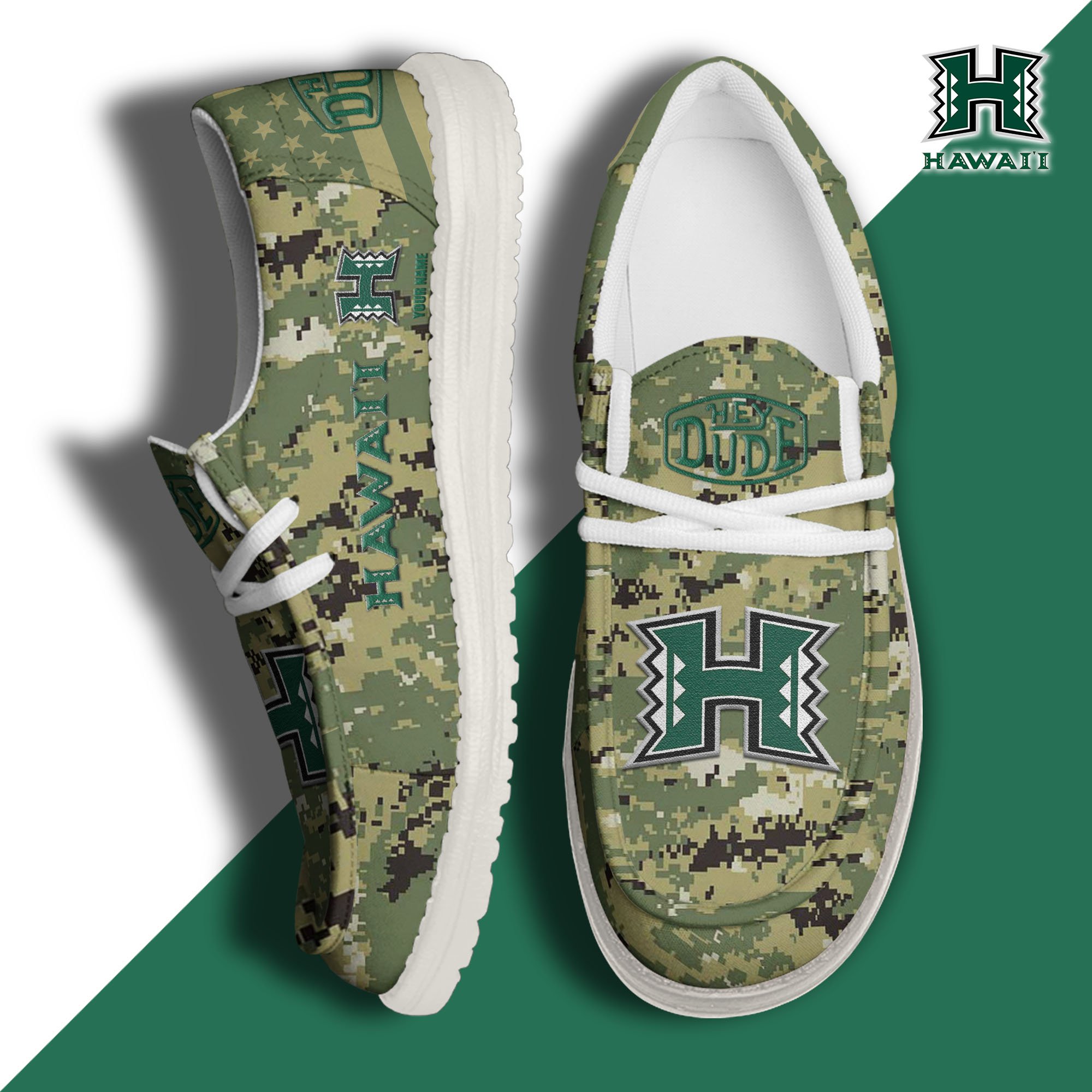 JWFancy Hawaii Rainbow Warriors Hey Dude Shoes Wally Men's Lace Up Loafers Comfortable For Men And Women
