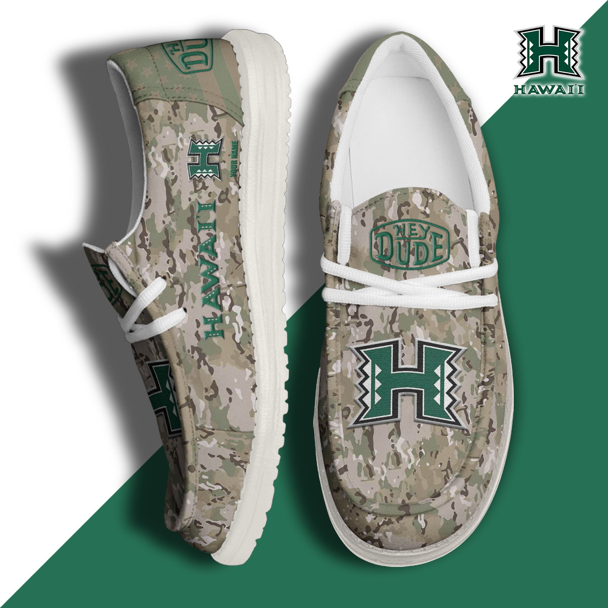 JWFancy Hawaii Rainbow Warriors Hey Dude Shoes Wally Men's Lace Up Loafers Comfortable For Men And Women