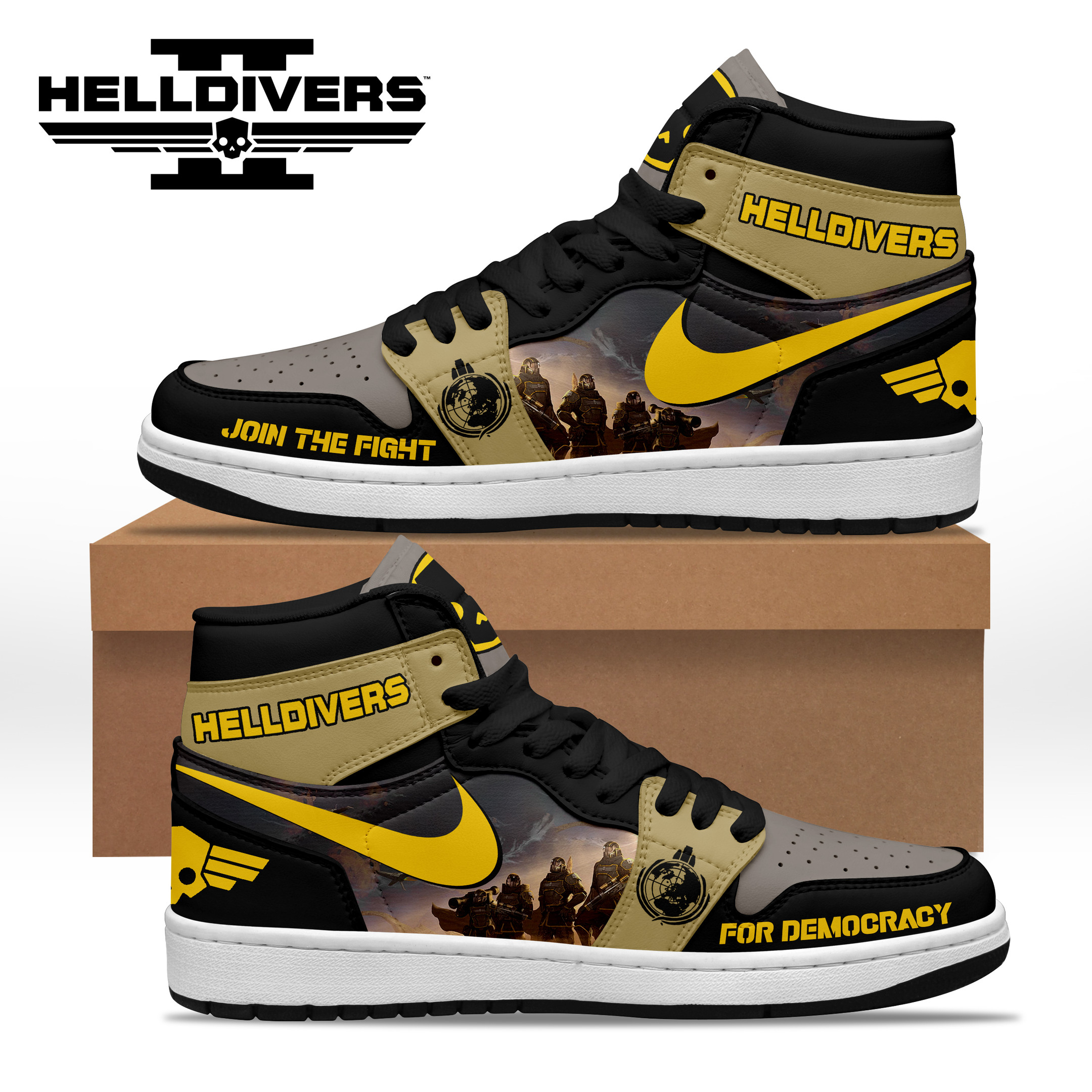 JWFancy Helldivers AJ1 High Sneakers Shoes For Men And Women